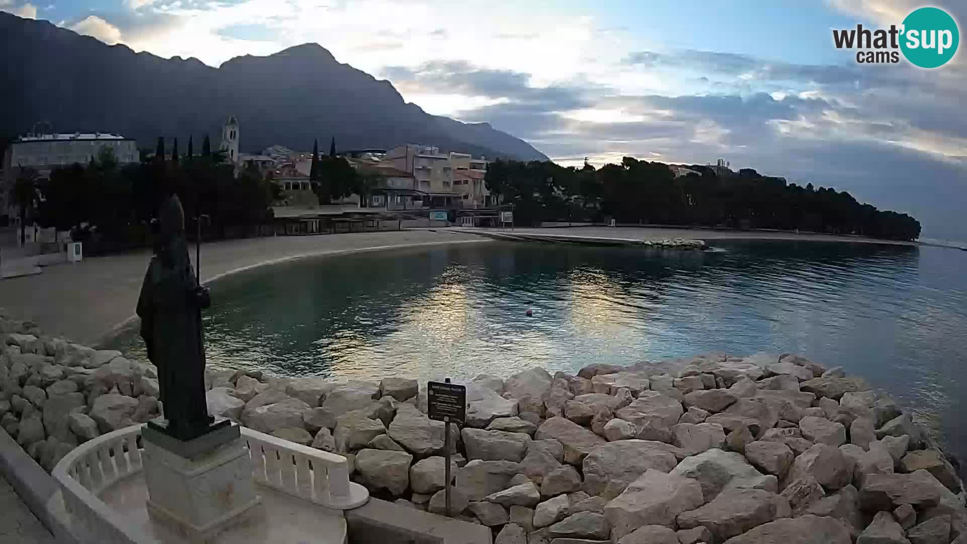 Webcam Baška Voda Croatia | Saint Nikola and beach