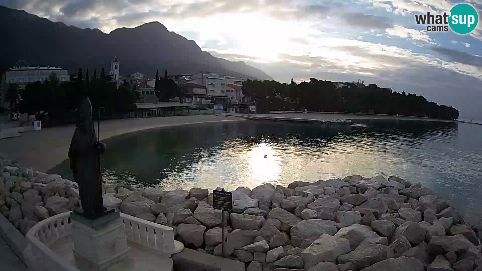 Webcam Baška Voda Croatia | Saint Nikola and beach