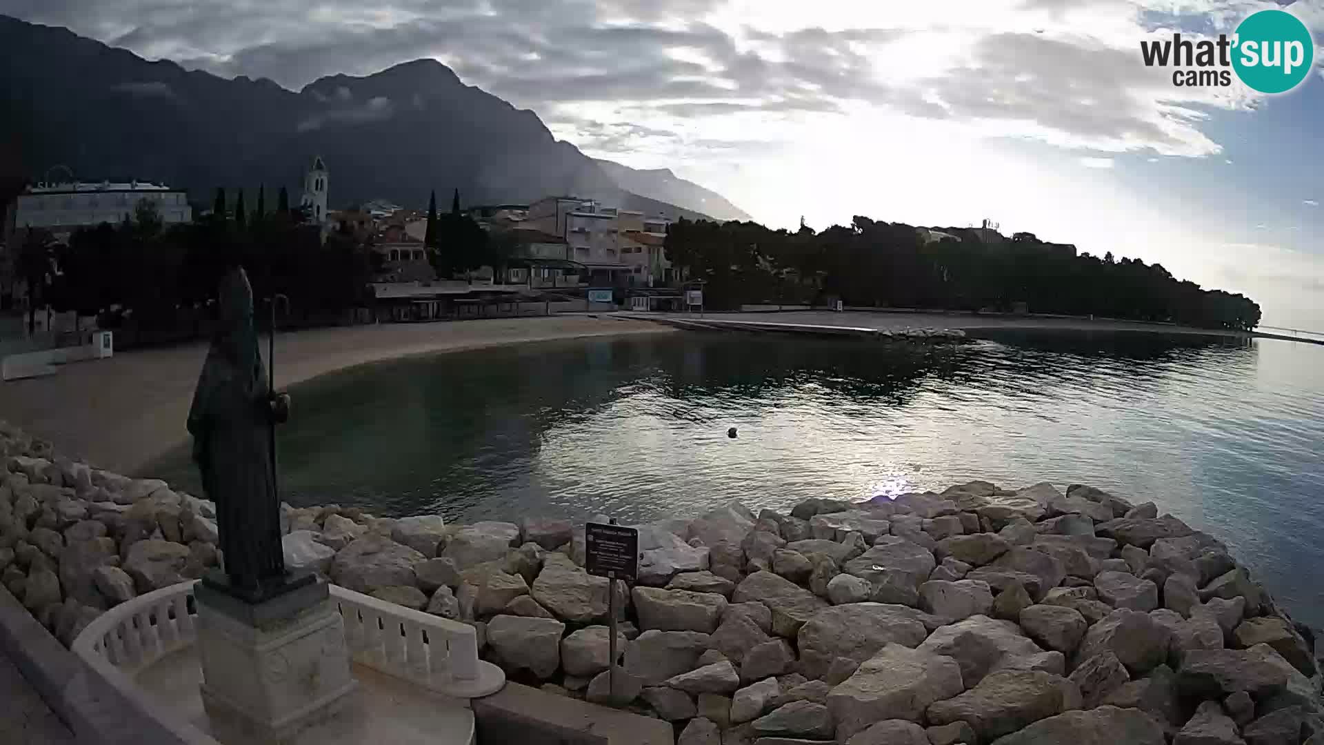 Webcam Baška Voda Croatia | Saint Nikola and beach