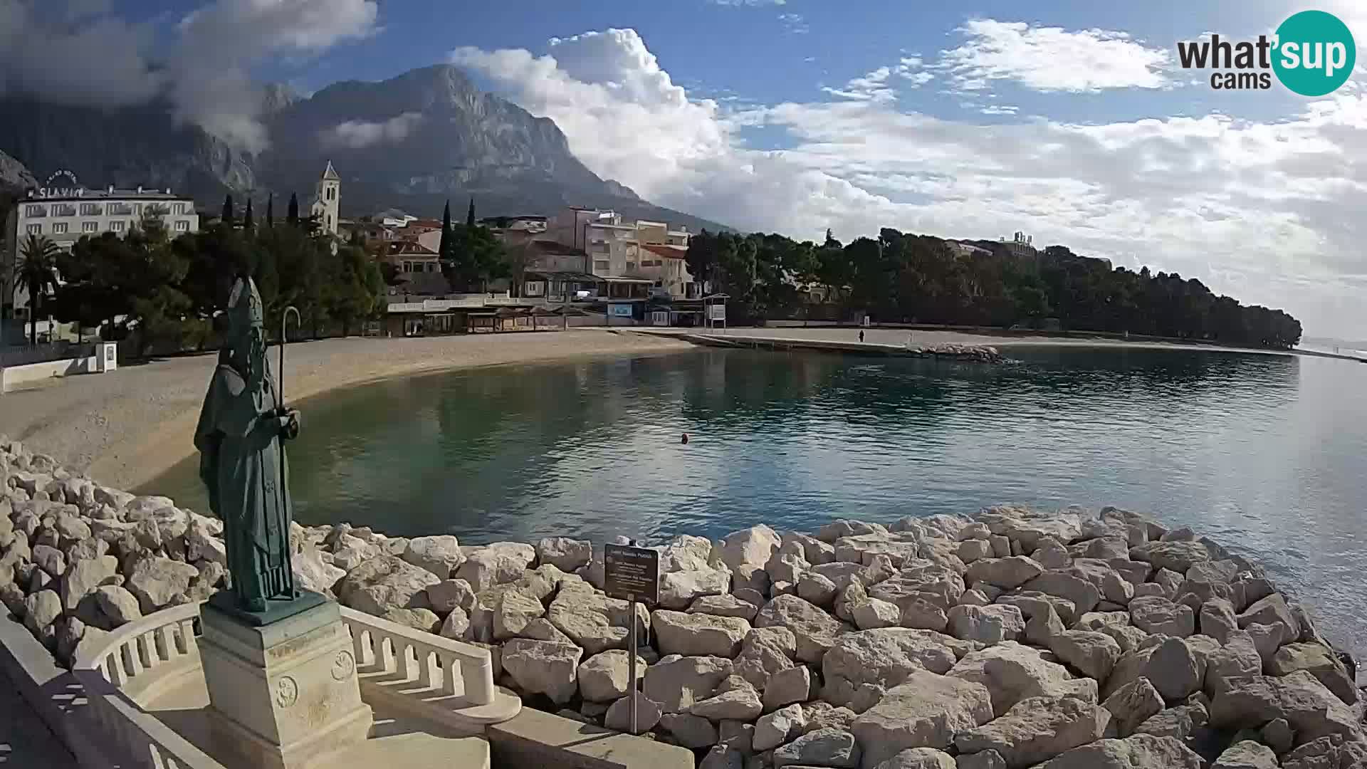 Spletna kamera Baška Voda – Sv. Nikola in plaža