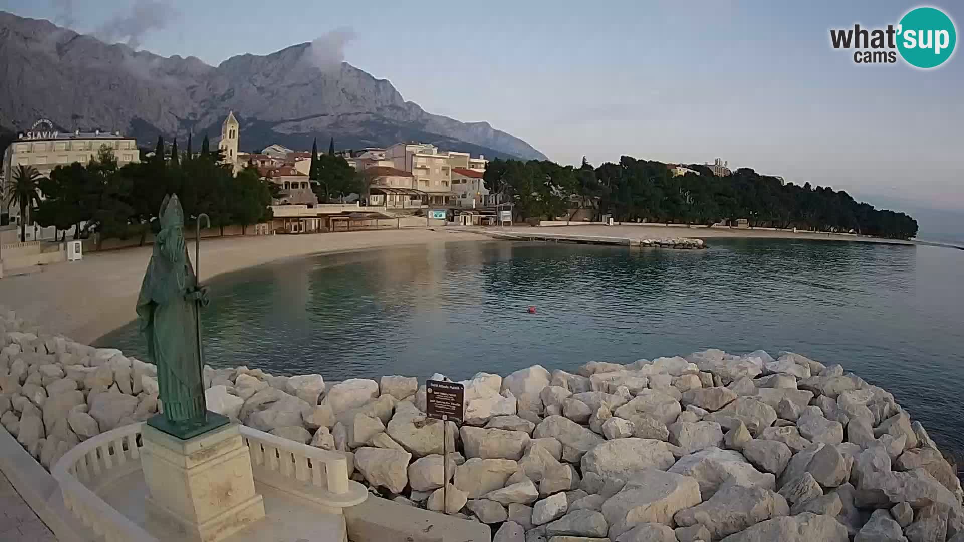 Webcam Baška Voda Croatia | Saint Nikola and beach