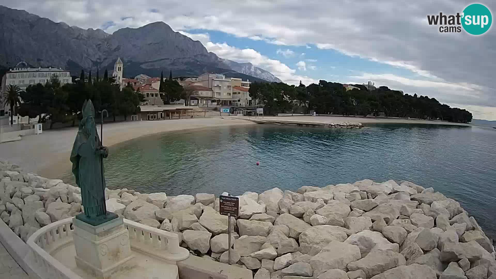 Webcam Baška Voda Croatia | Saint Nikola and beach