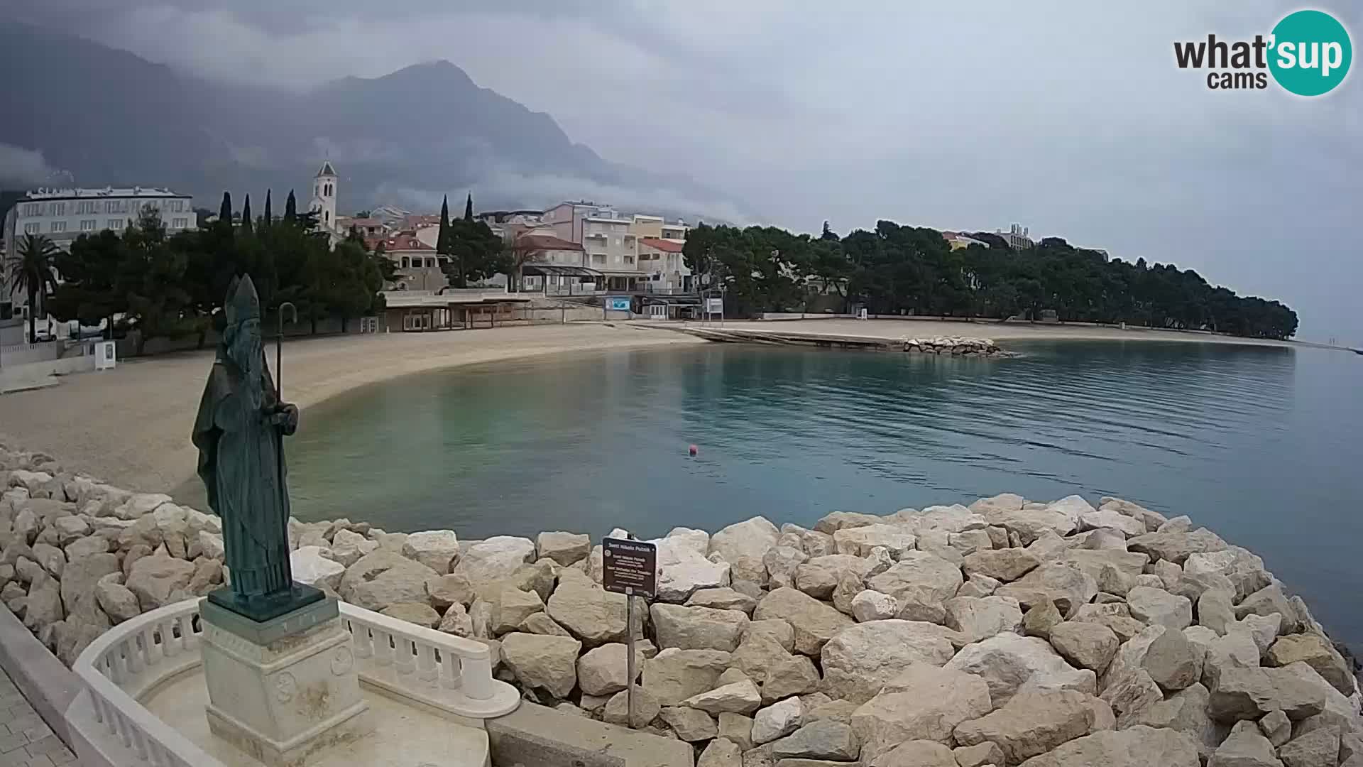 Spletna kamera Baška Voda – Sv. Nikola in plaža