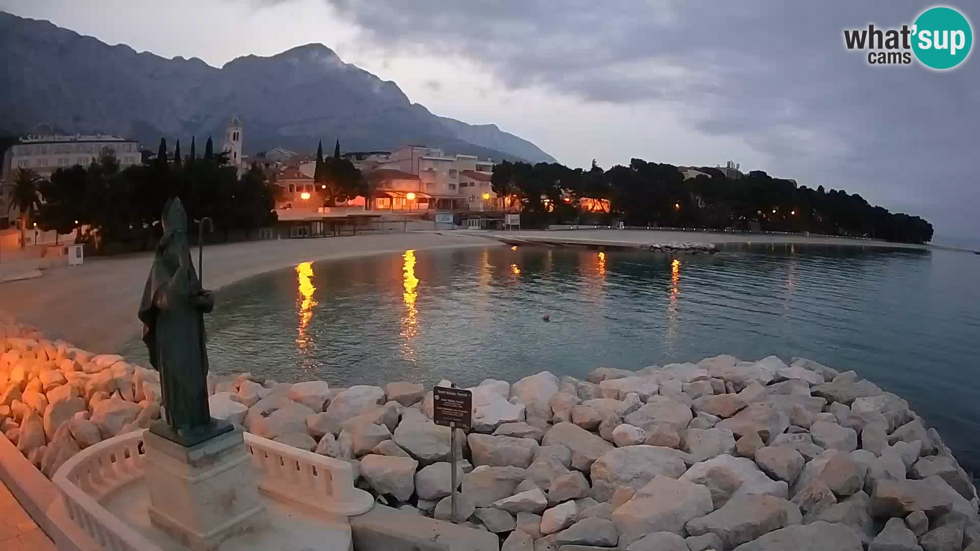 Webcam Baška Voda Croatia | Saint Nikola and beach