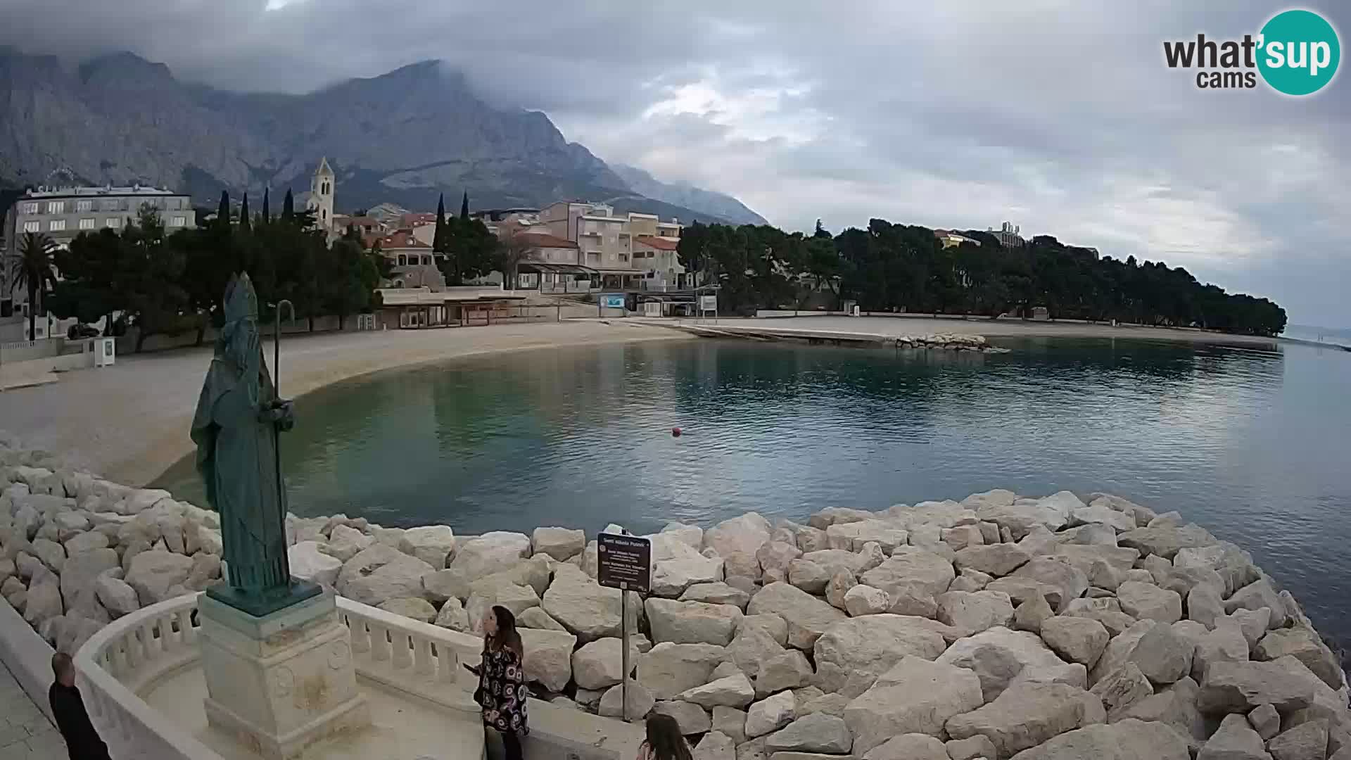 Webcam Baška Voda Croatia | Saint Nikola and beach