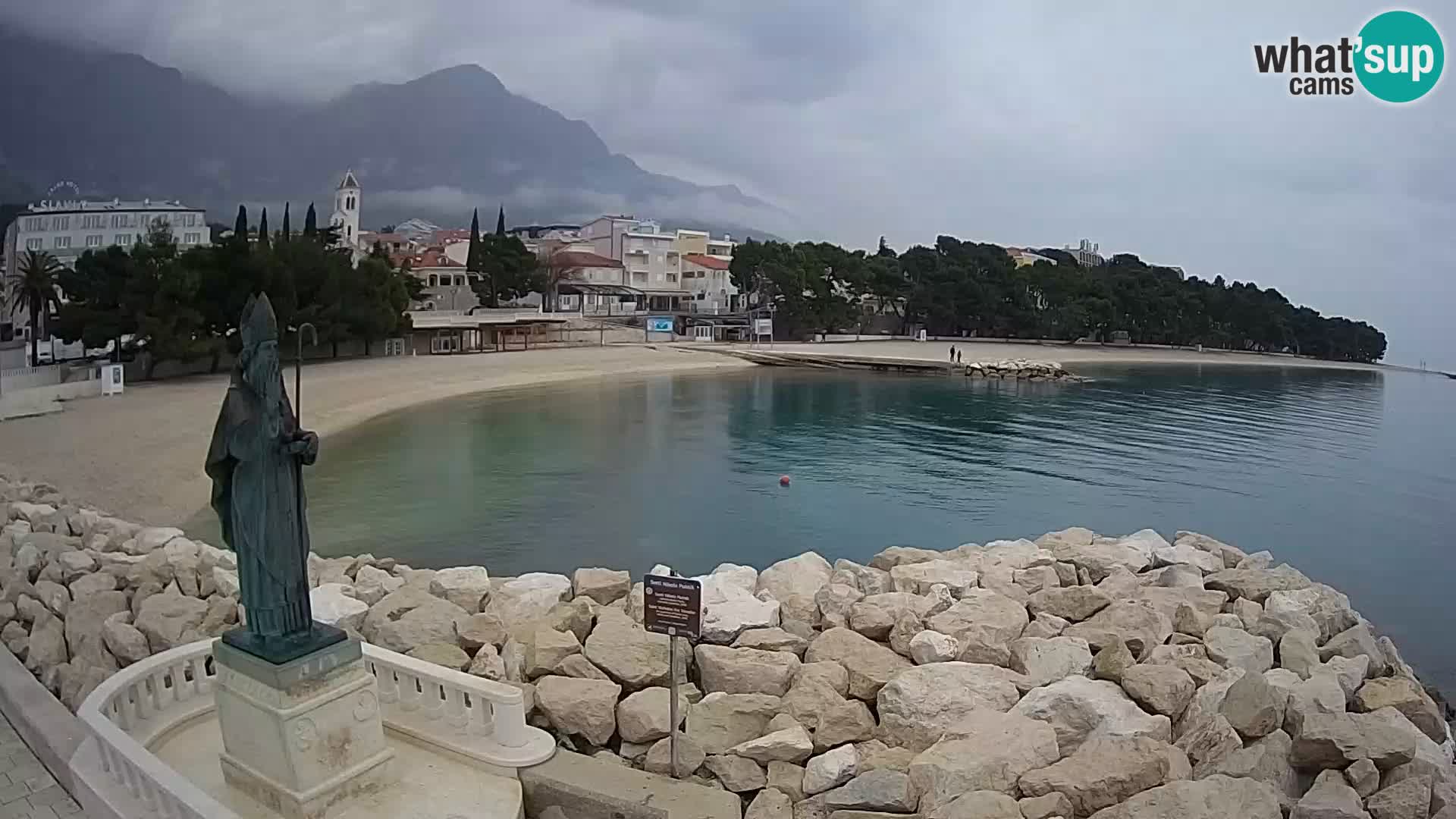 Webcam Baška Voda Croatia | Saint Nikola and beach