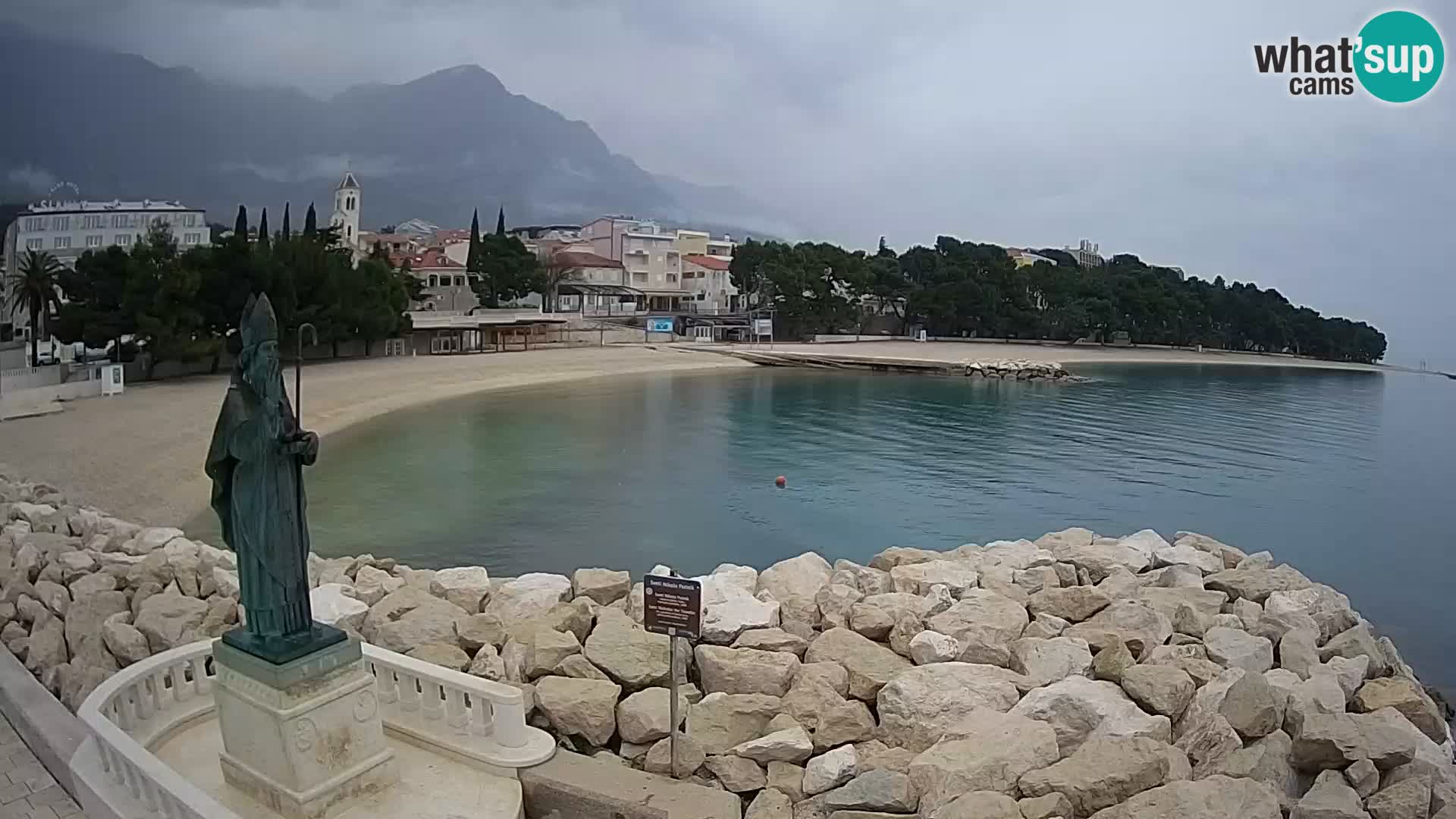 Spletna kamera Baška Voda – Sv. Nikola in plaža