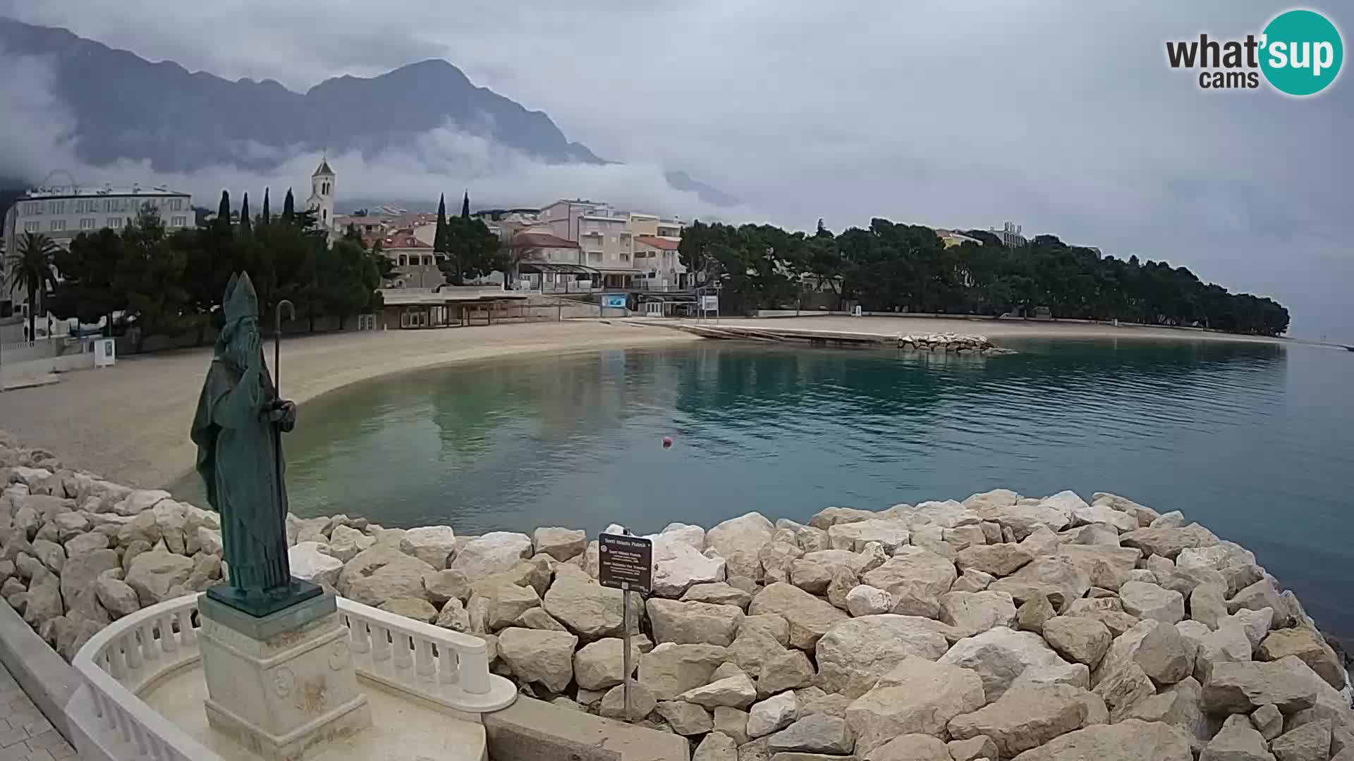 Webcam Baška Voda Croatia | Saint Nikola and beach