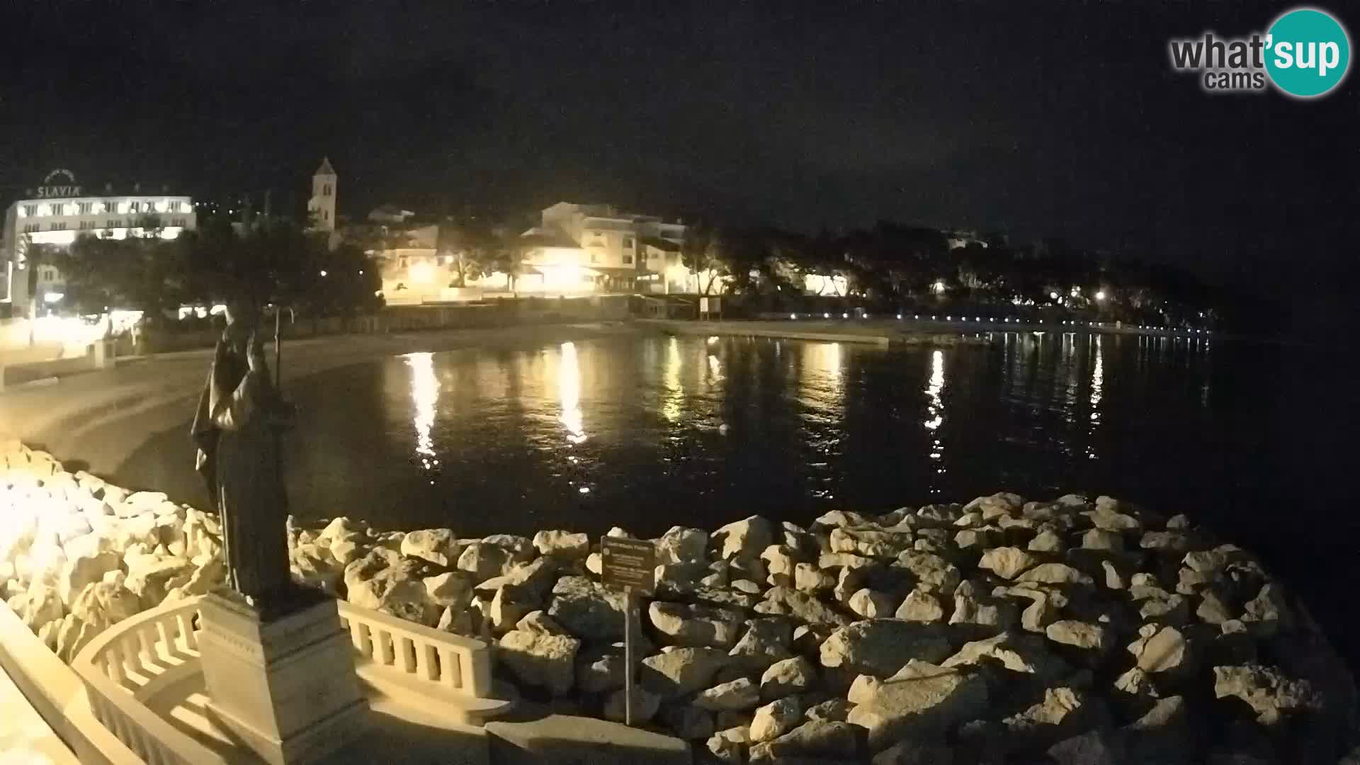 Webcam Baška Voda Croatia | Saint Nikola and beach