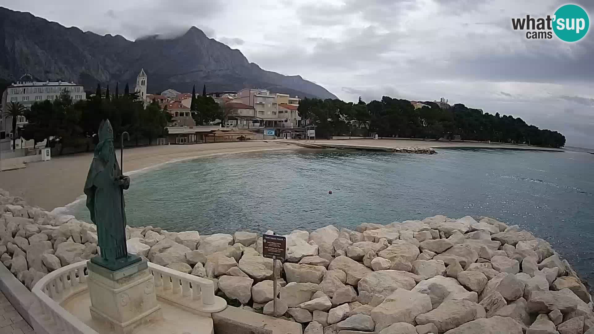 Spletna kamera Baška Voda – Sv. Nikola in plaža