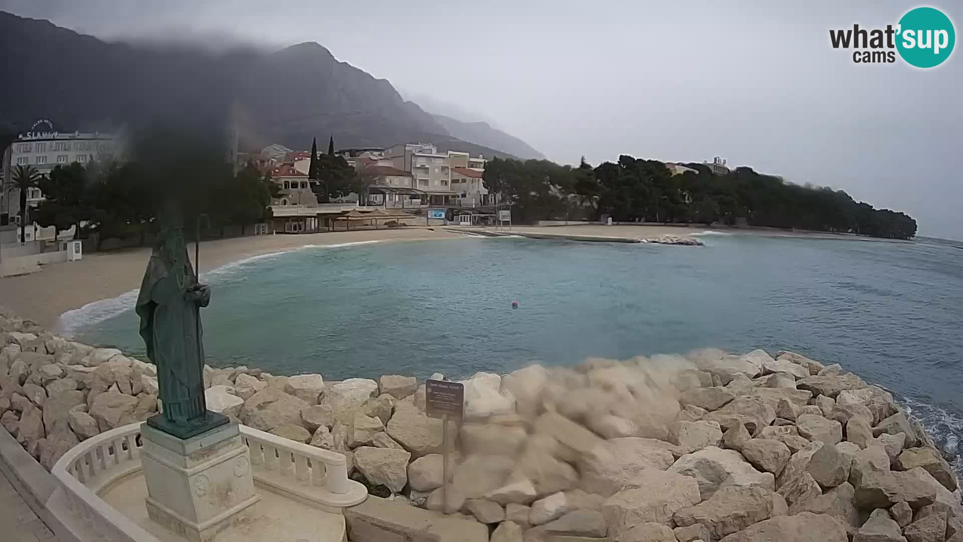 Webcam Baška Voda Croatia | Saint Nikola and beach