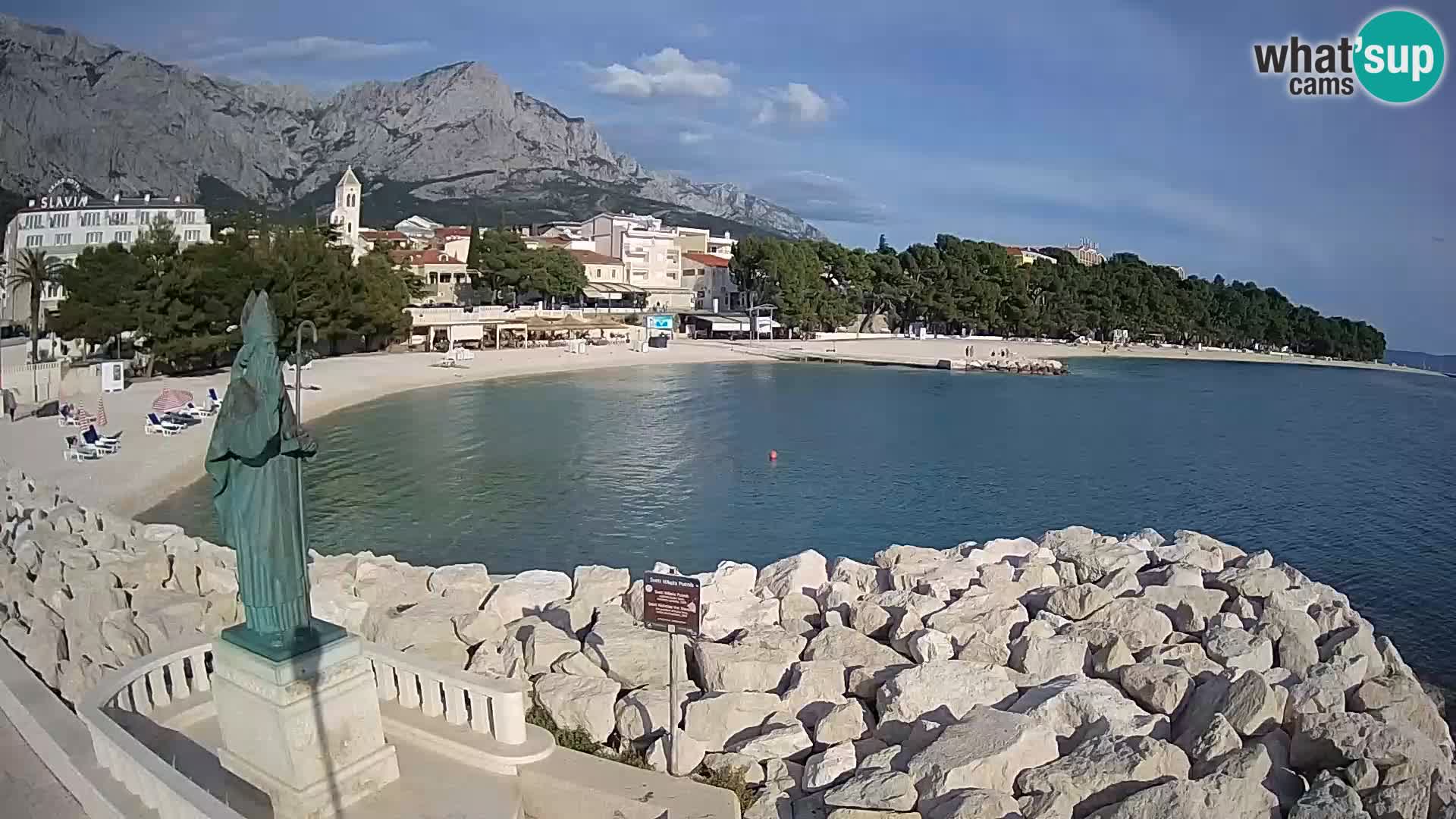 Webcam Baška Voda Croatia | Saint Nikola and beach
