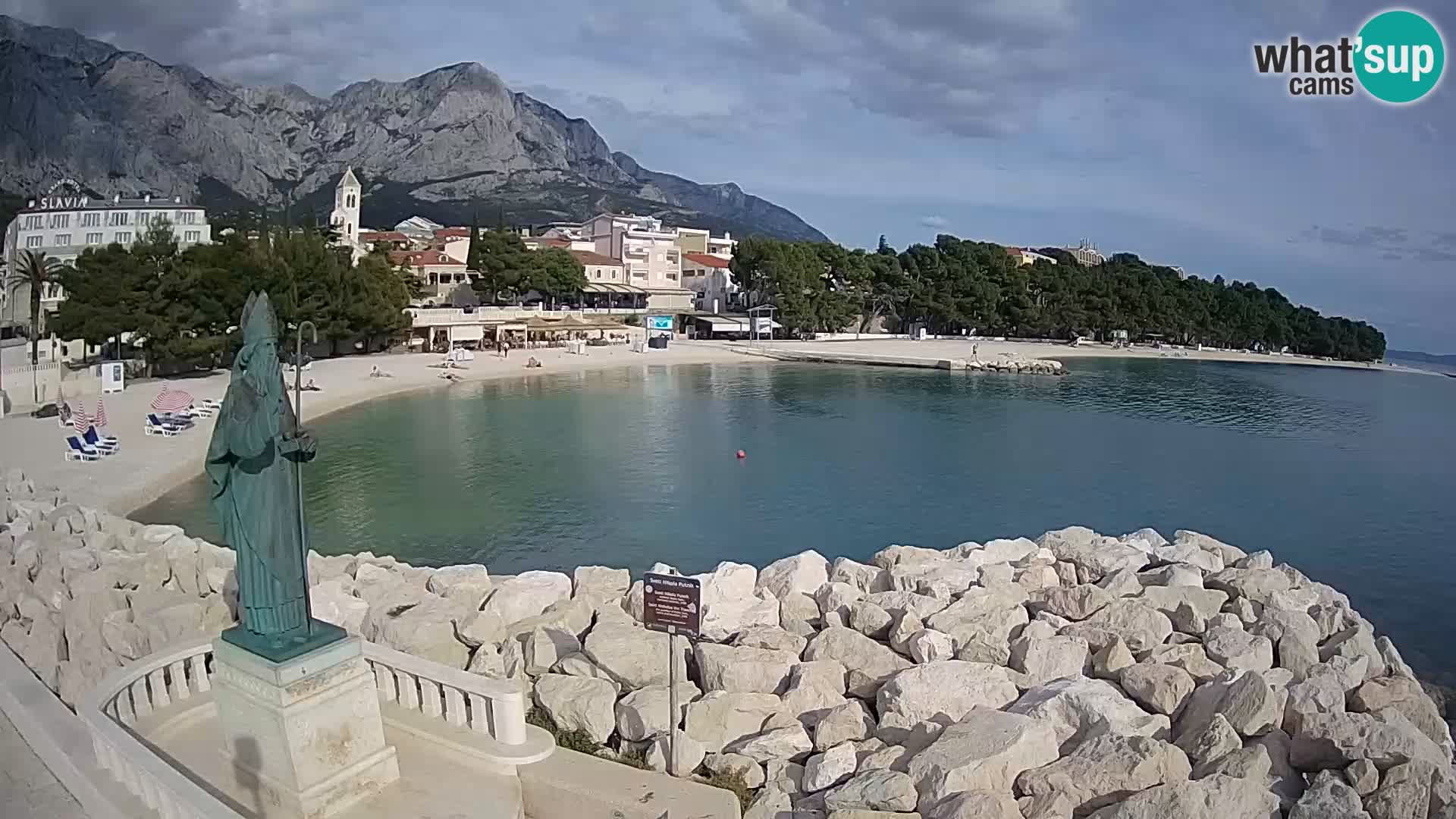 Webcam Baška Voda Croatia | Saint Nikola and beach