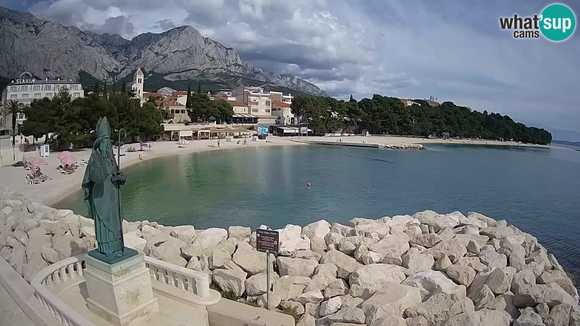 Webcam Baška Voda Croatia | Saint Nikola and beach