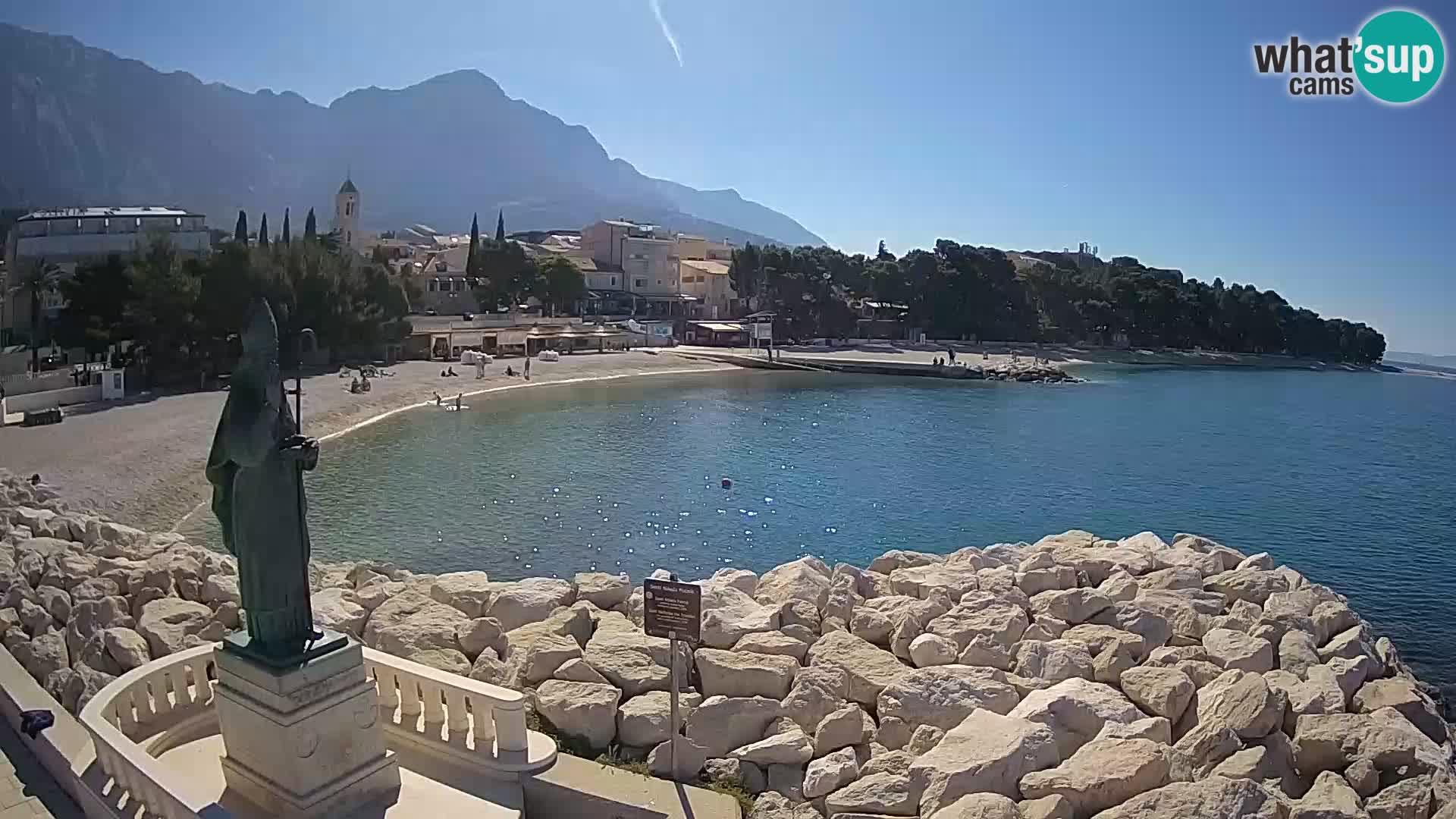 Webcam Baška Voda Croatia | Saint Nikola and beach
