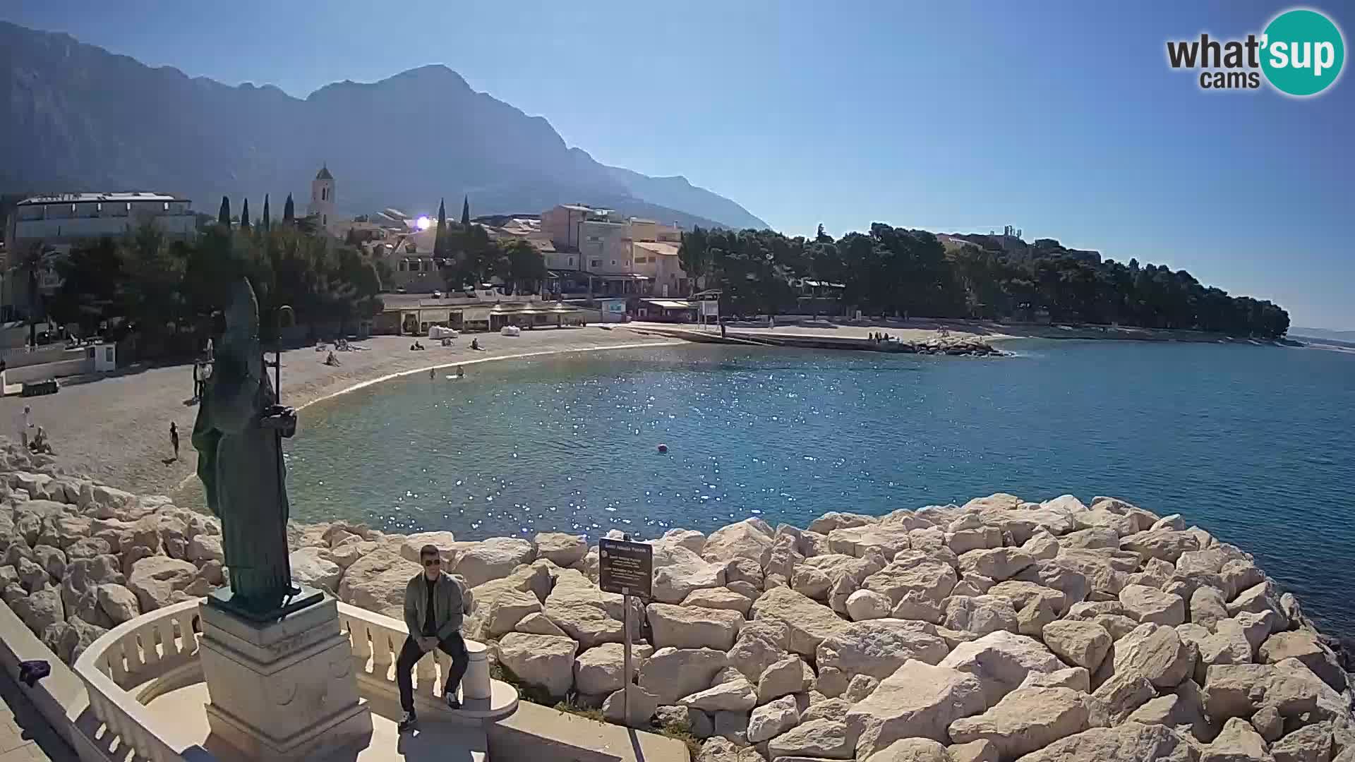 Webcam Baška Voda Croatia | Saint Nikola and beach