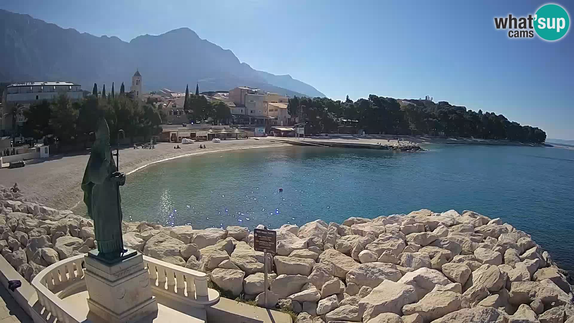 Webcam Baška Voda Croatia | Saint Nikola and beach