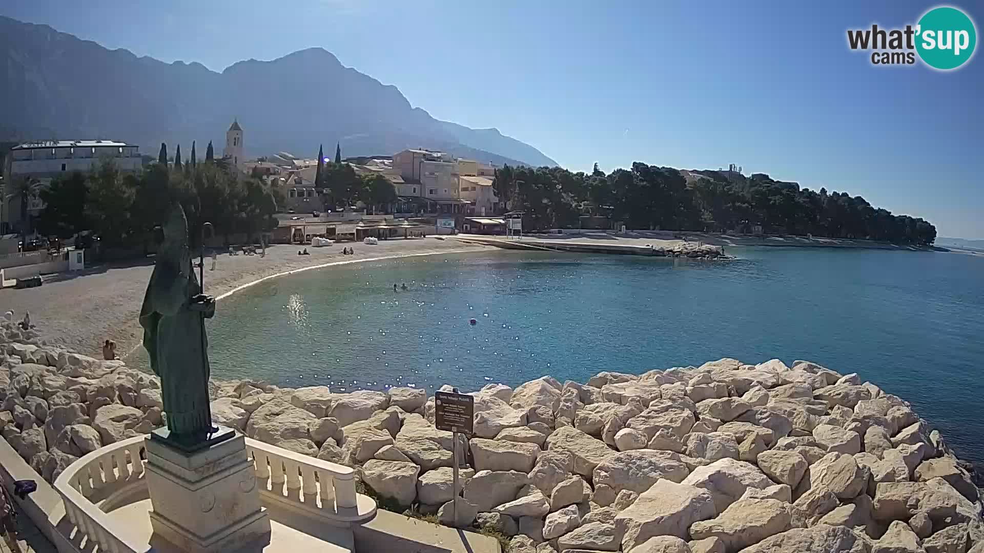 Webcam Baška Voda Croatia | Saint Nikola and beach