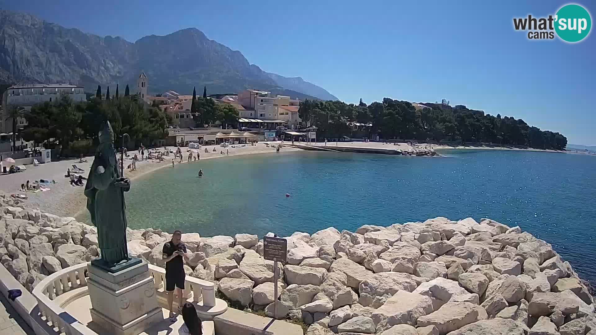 Webcam Baška Voda Croatia | Saint Nikola and beach