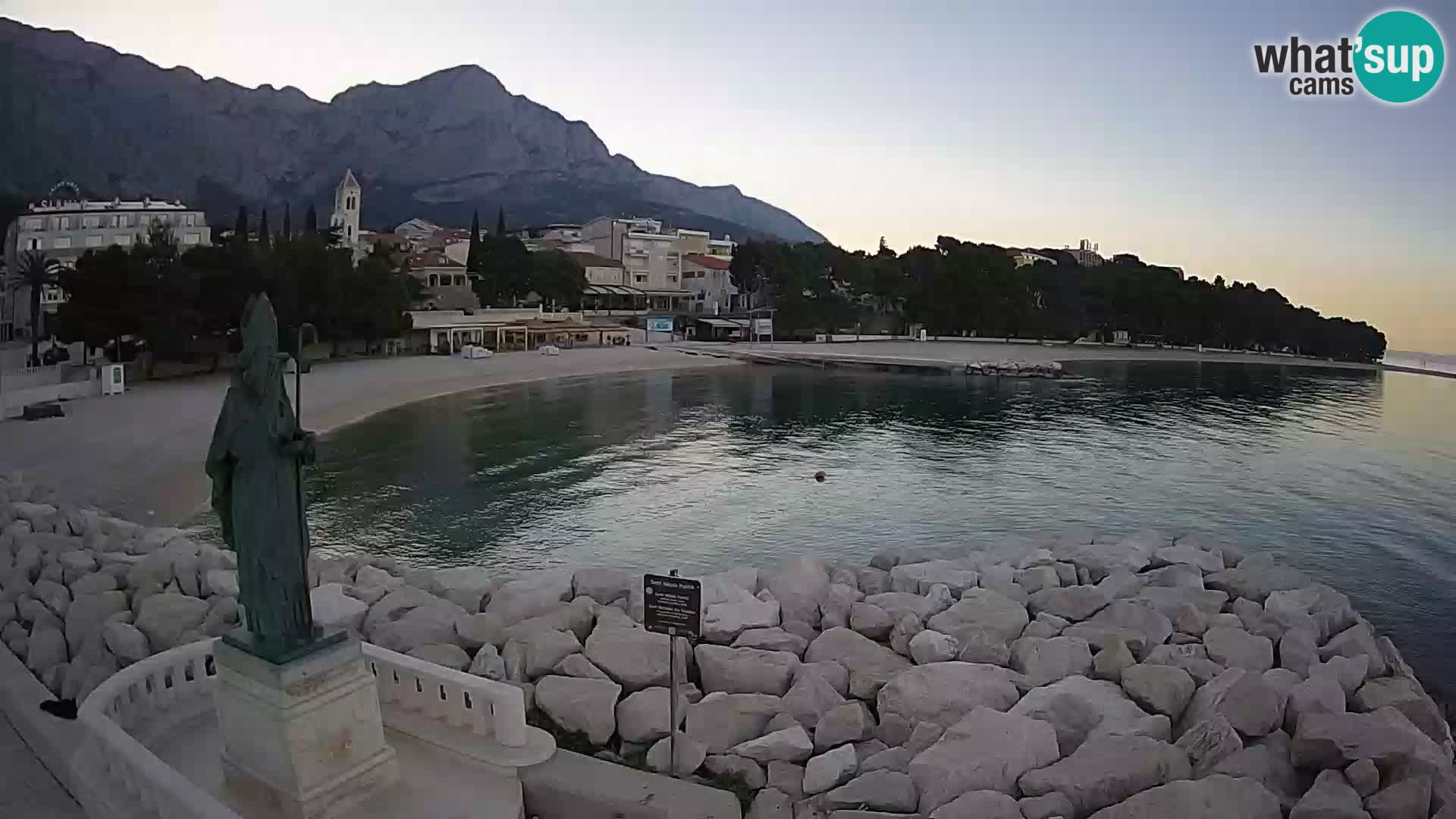 Webcam Baška Voda Croatia | Saint Nikola and beach