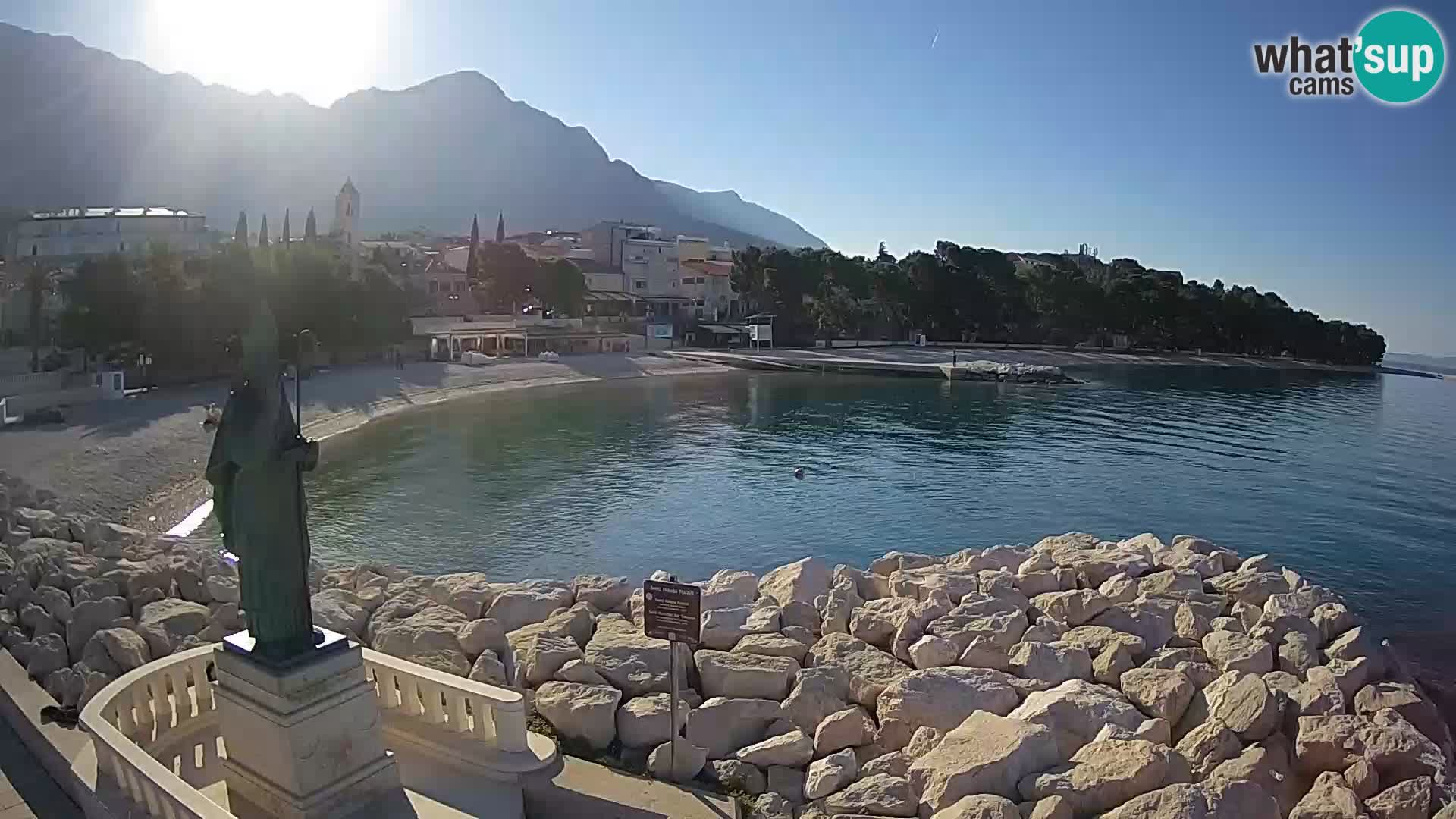 Webcam Baška Voda Croatia | Saint Nikola and beach
