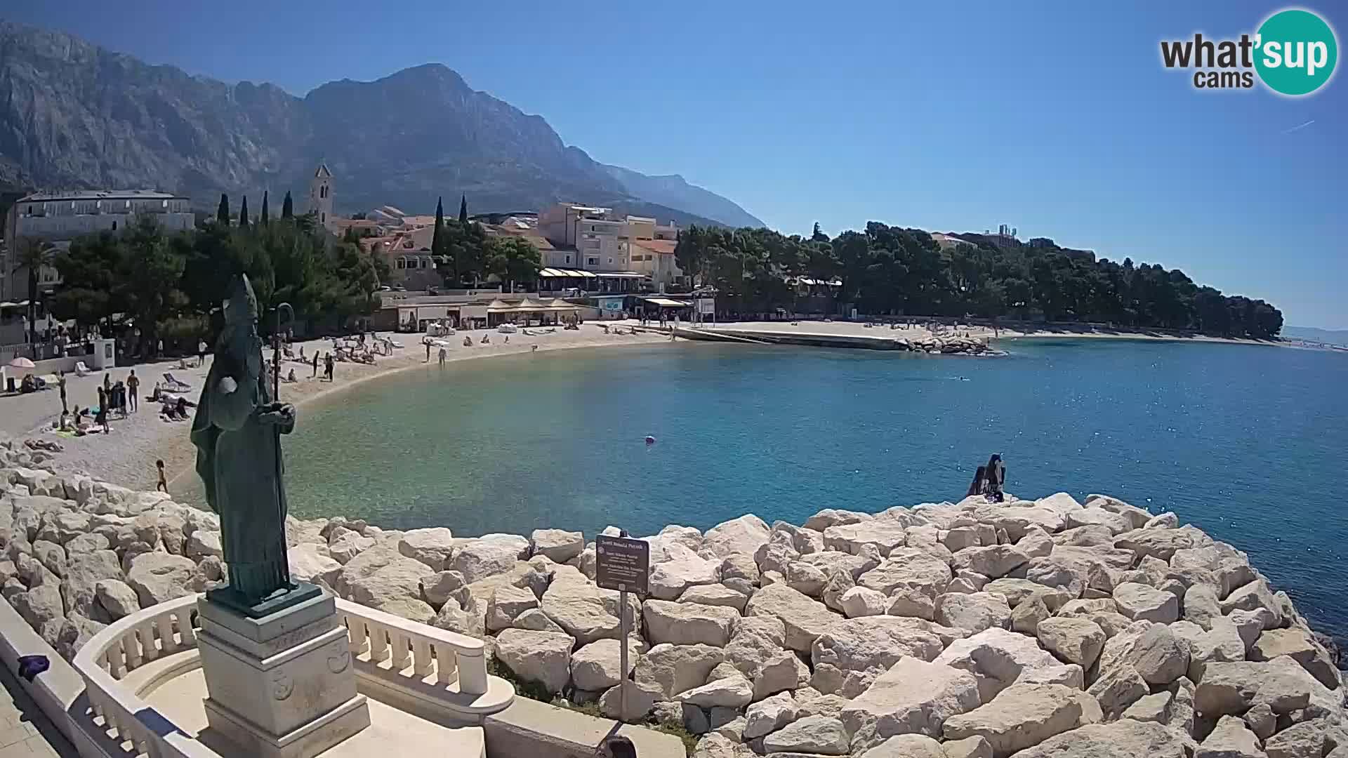 Webcam Baška Voda Croatia | Saint Nikola and beach