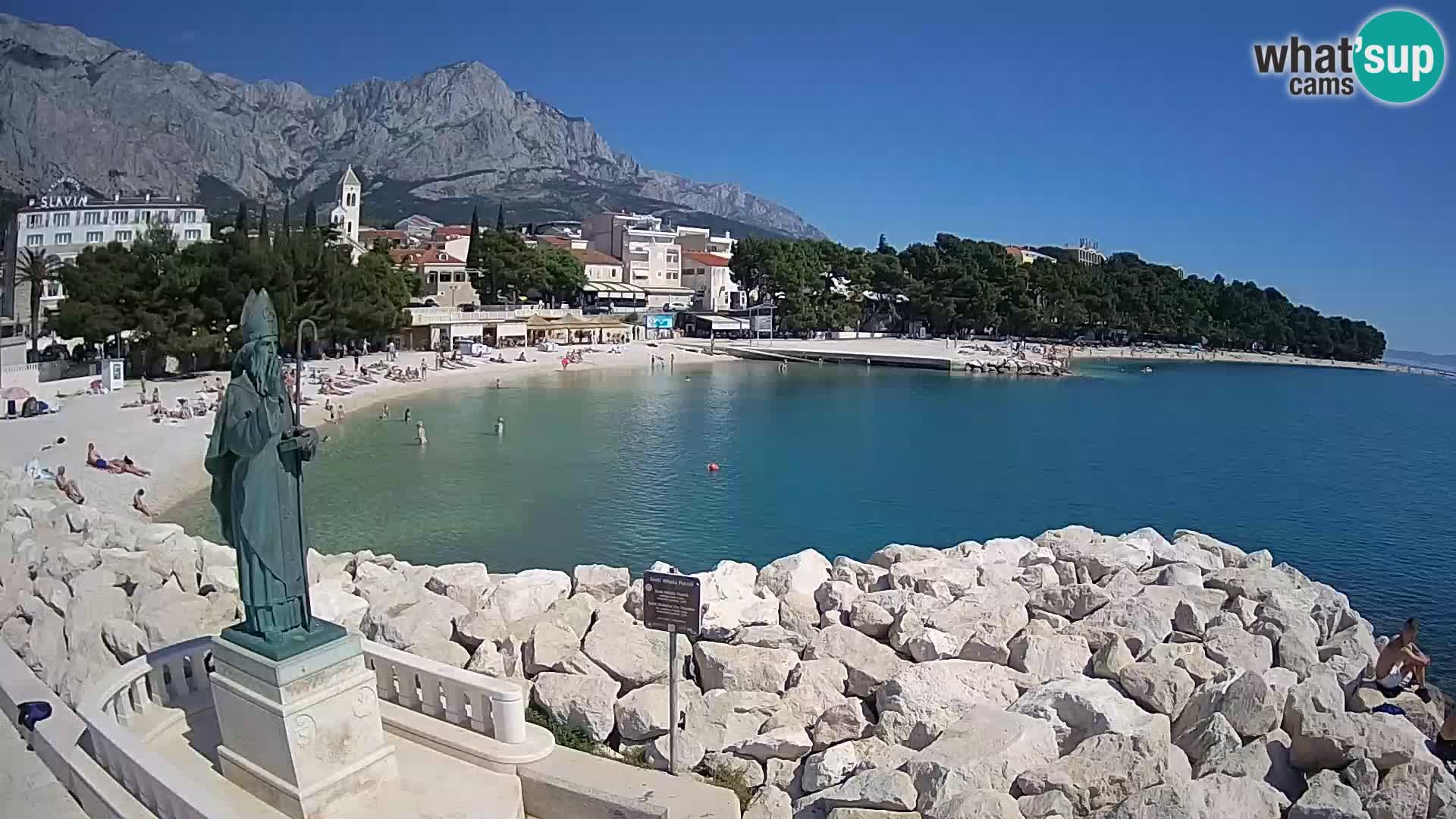 Webcam Baška Voda – Saint Nikola and beach