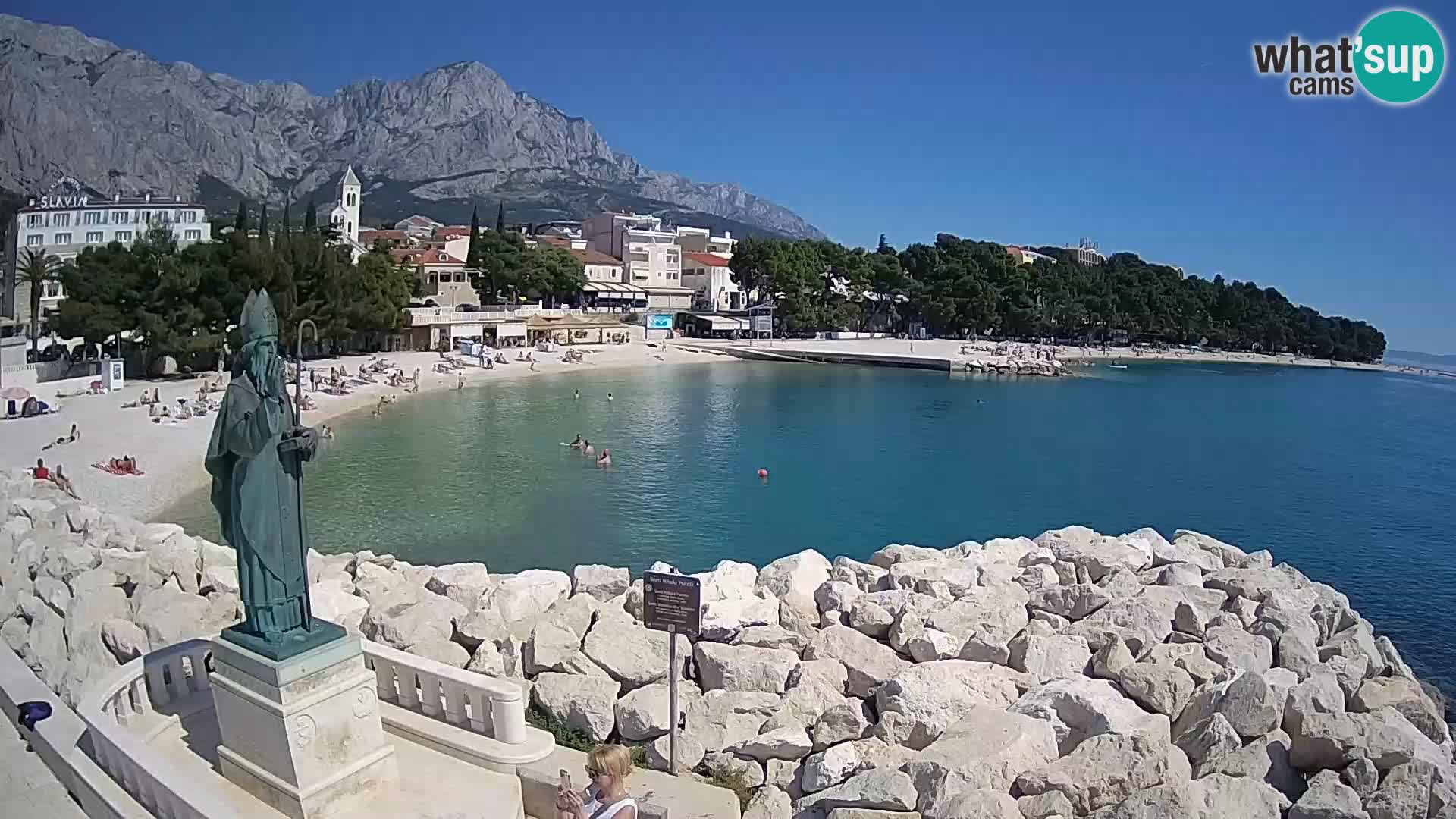 Webcam Baška Voda Croatia | Saint Nikola and beach
