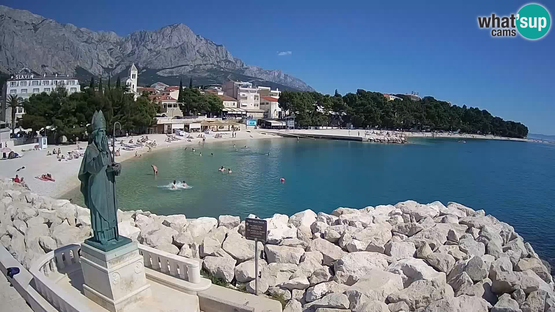 Spletna kamera Baška Voda – Sv. Nikola in plaža