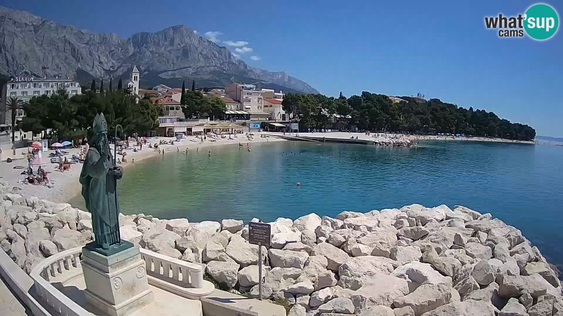 Webcam Baška Voda Croatia | Saint Nikola and beach