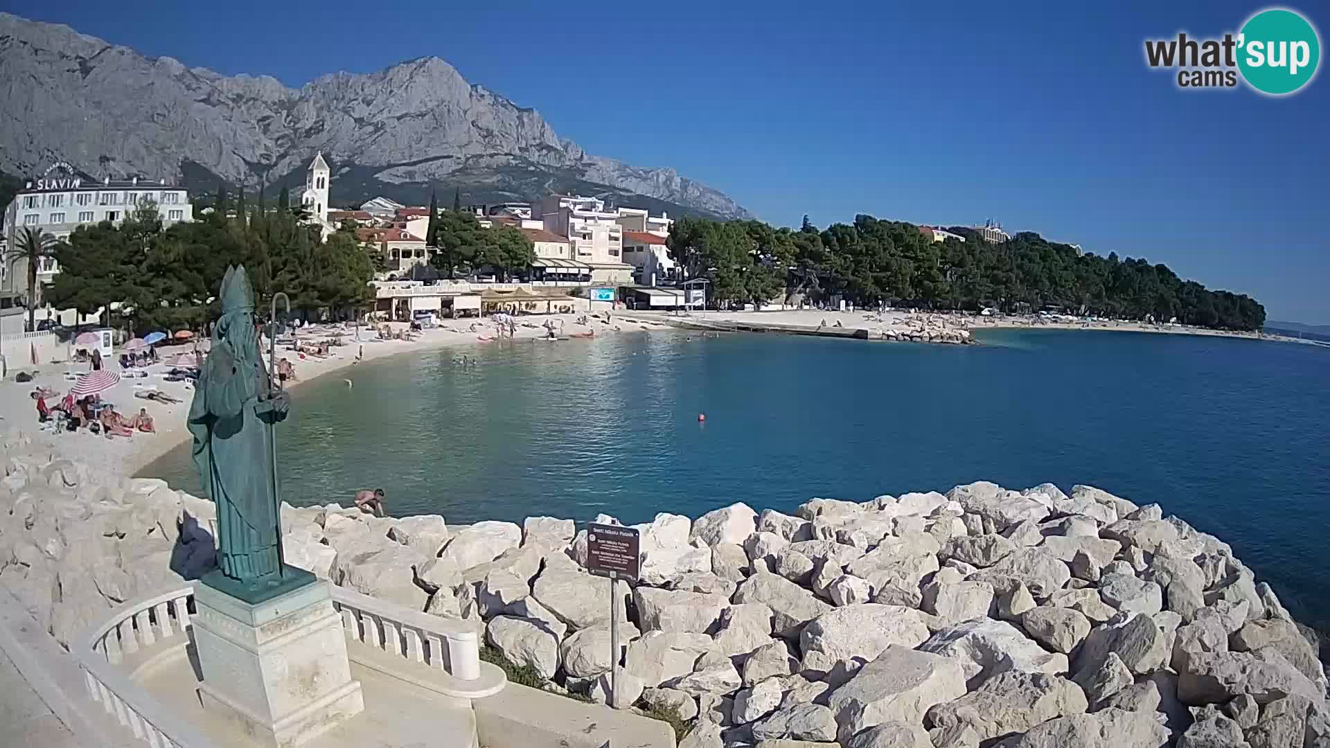 Webcam Baška Voda Croatia | Saint Nikola and beach