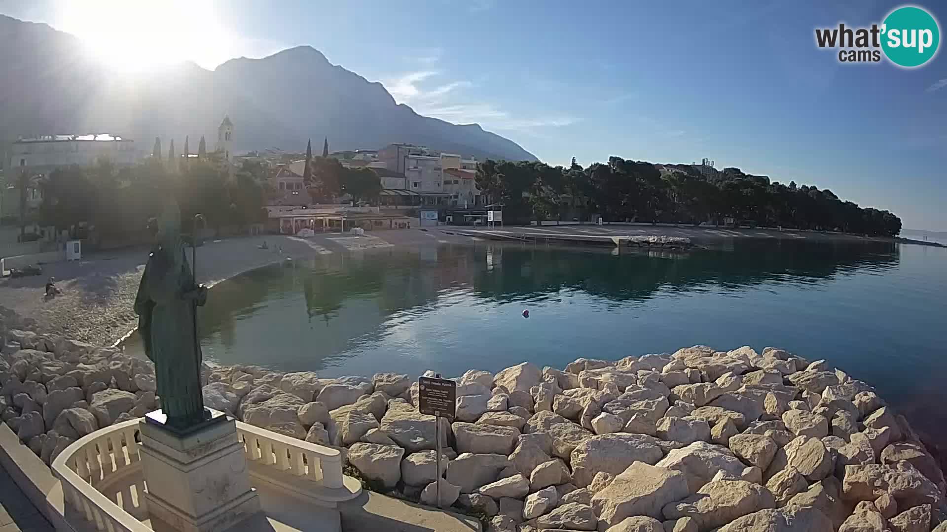 Webcam Baška Voda Croatia | Saint Nikola and beach