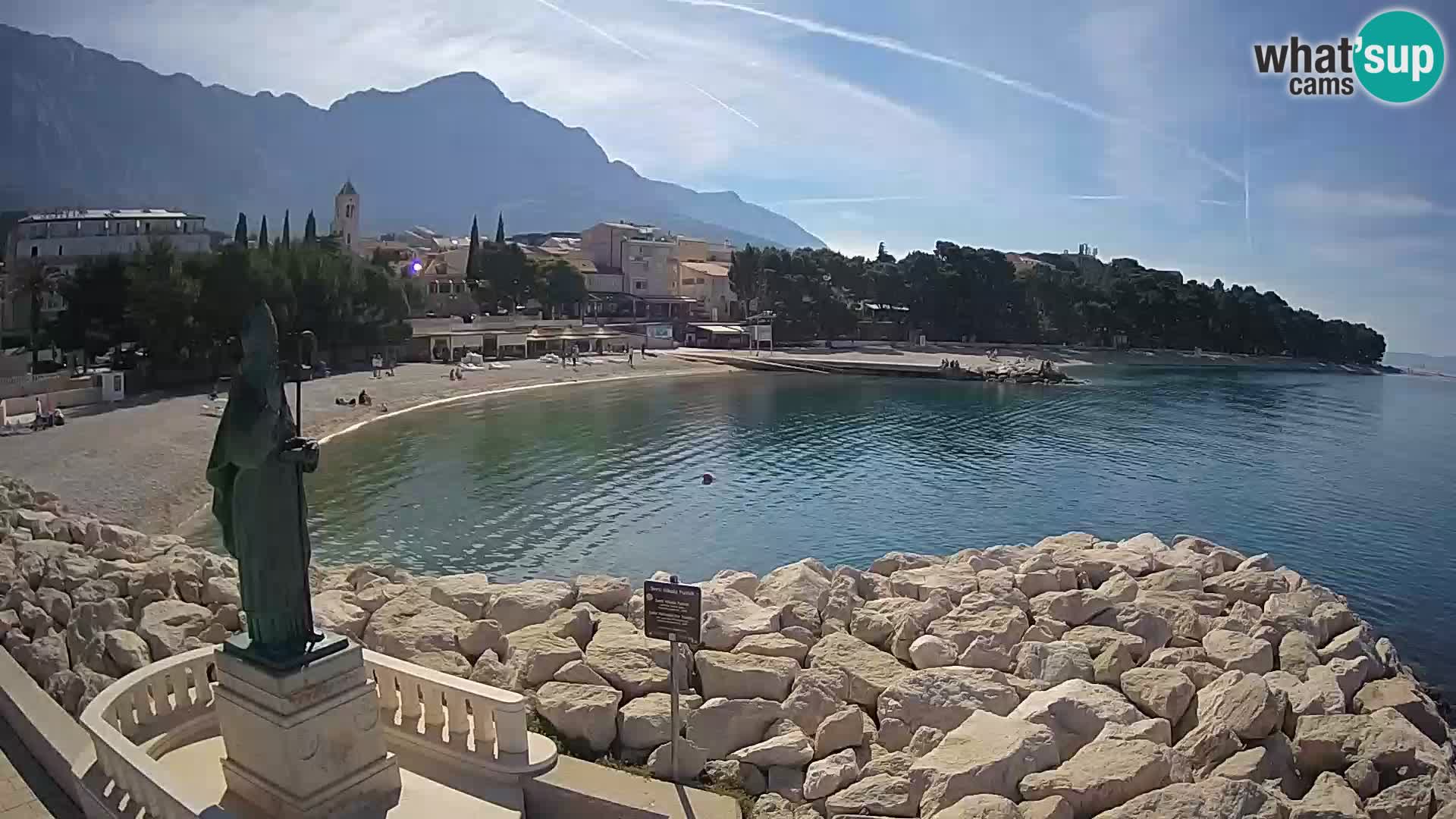 Webcam Baška Voda Croatia | Saint Nikola and beach