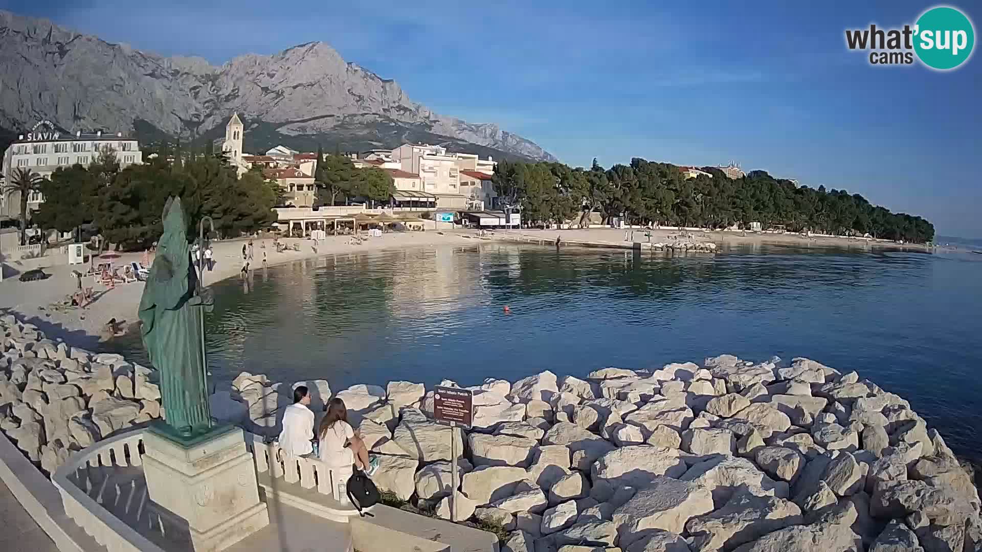 Webcam Baška Voda Croatia | Saint Nikola and beach