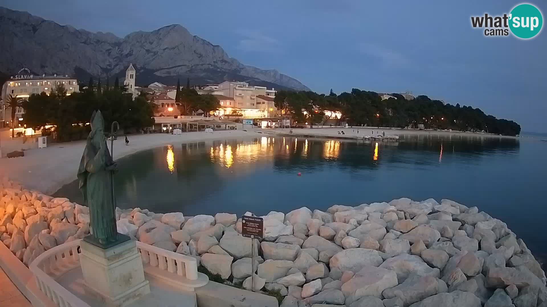 Webcam Baška Voda Croatia | Saint Nikola and beach
