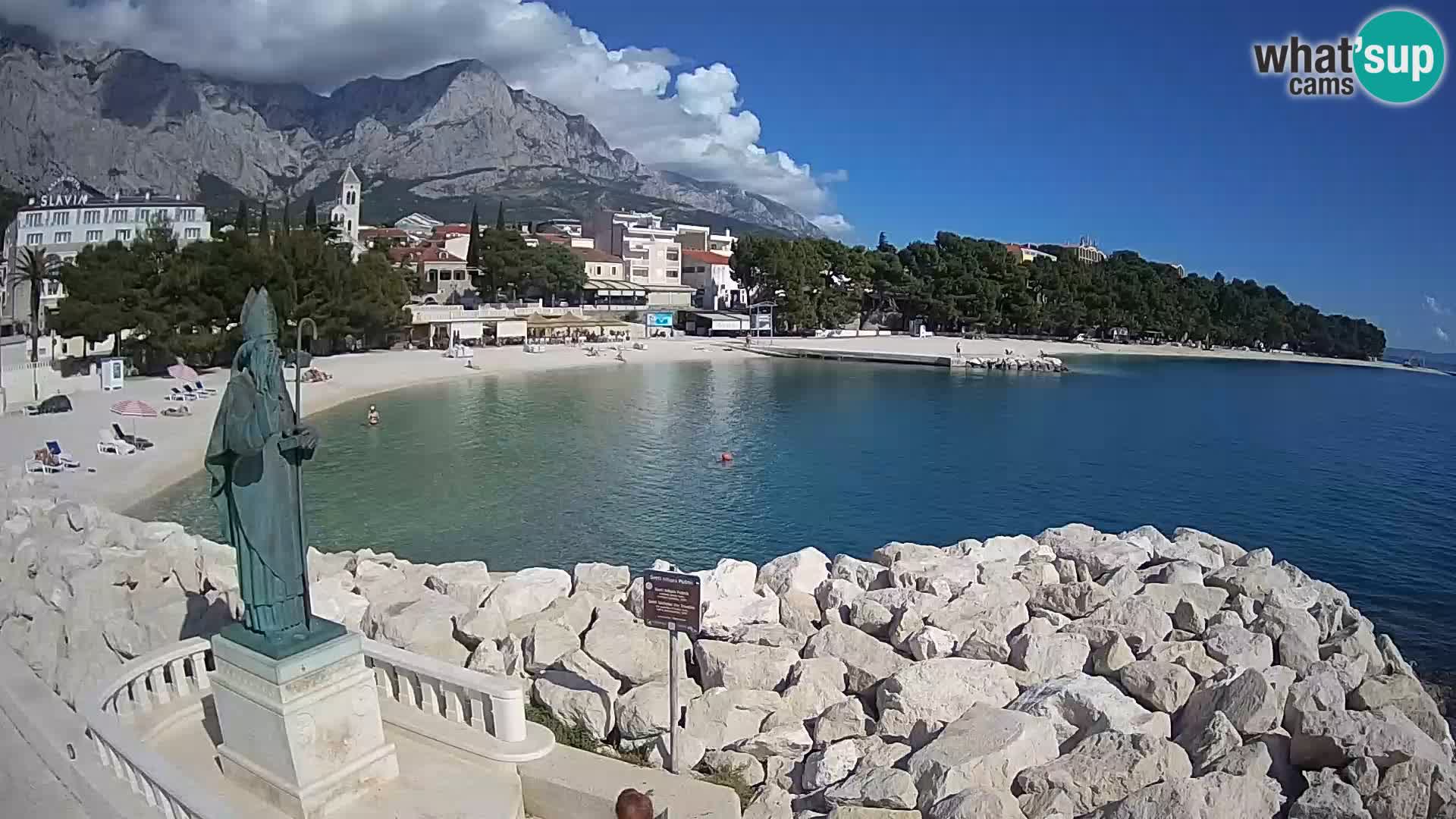 Webcam Baška Voda Croatia | Saint Nikola and beach