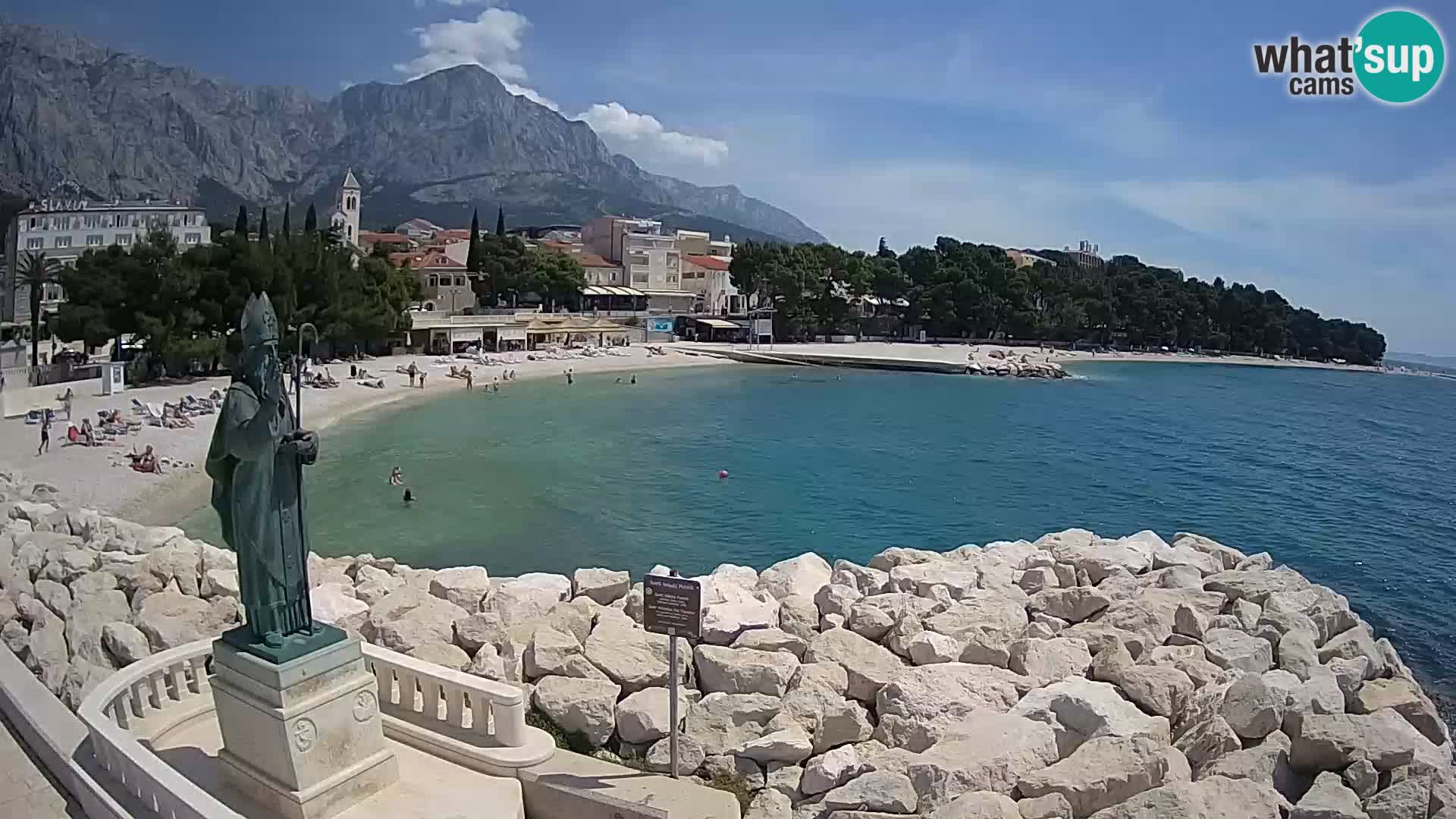 Webcam Baška Voda – Saint Nikola and beach