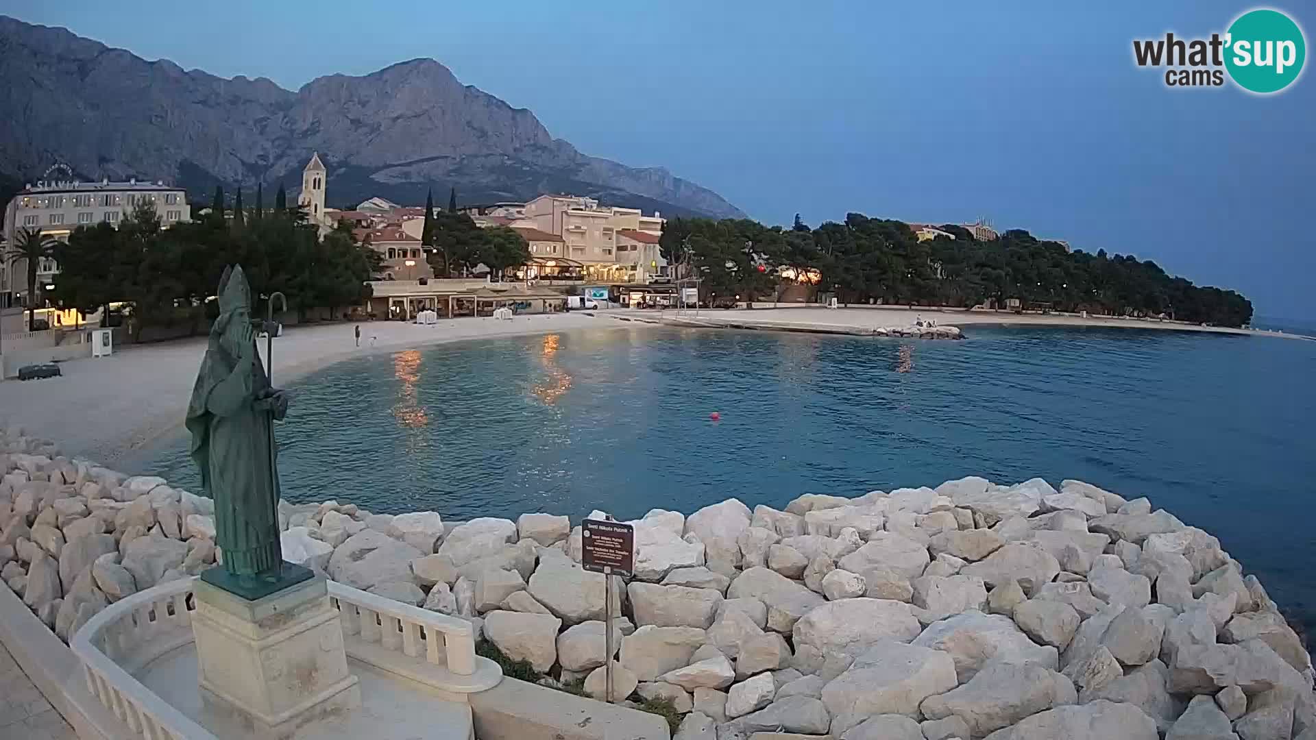 Webcam Baška Voda Croatia | Saint Nikola and beach