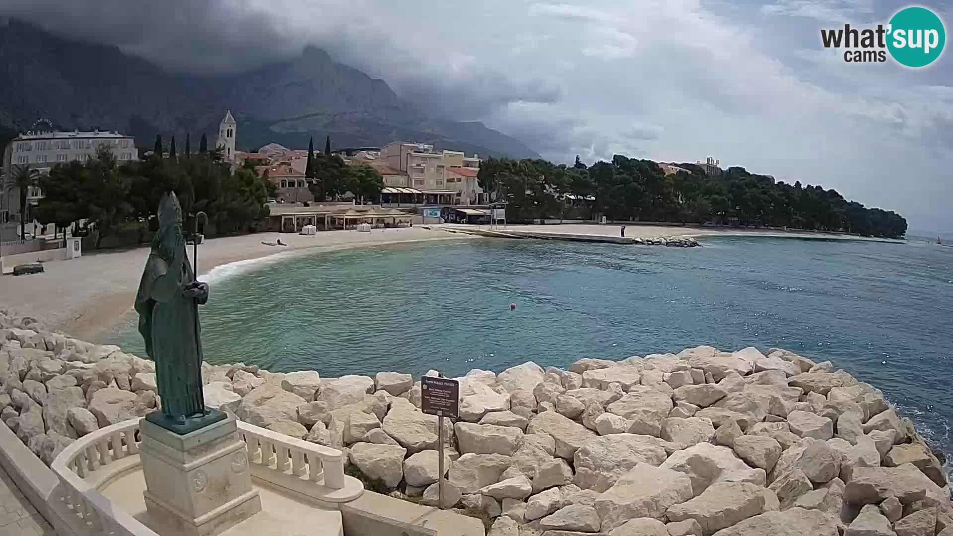 Webcam Baška Voda Croatia | Saint Nikola and beach