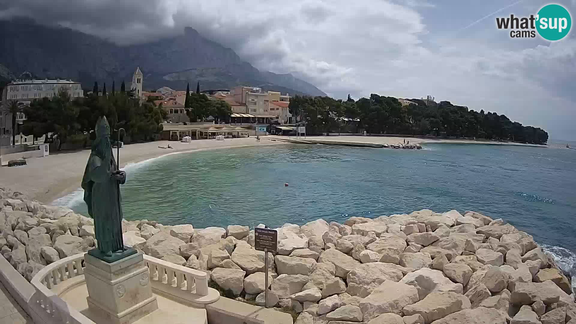 Webcam Baška Voda Croatia | Saint Nikola and beach