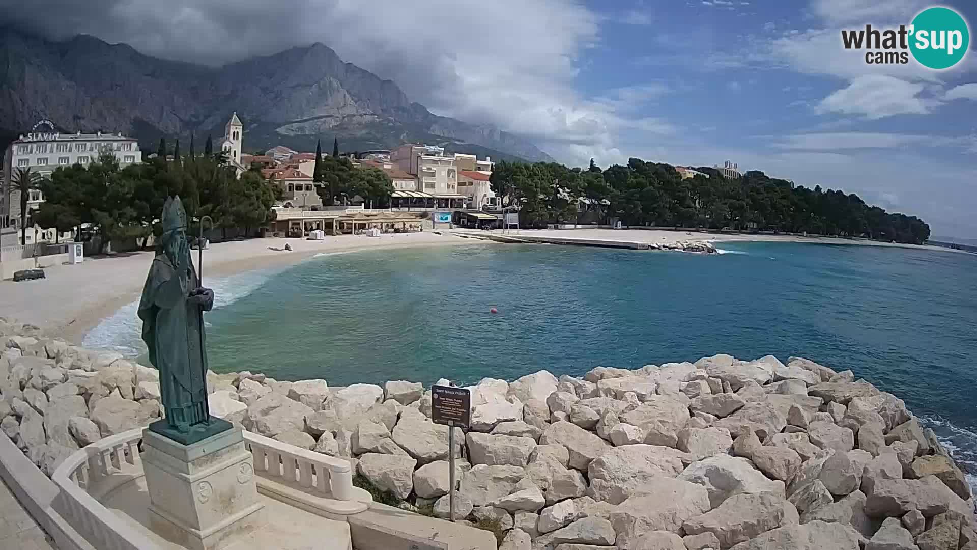 Webcam Baška Voda Croatia | Saint Nikola and beach