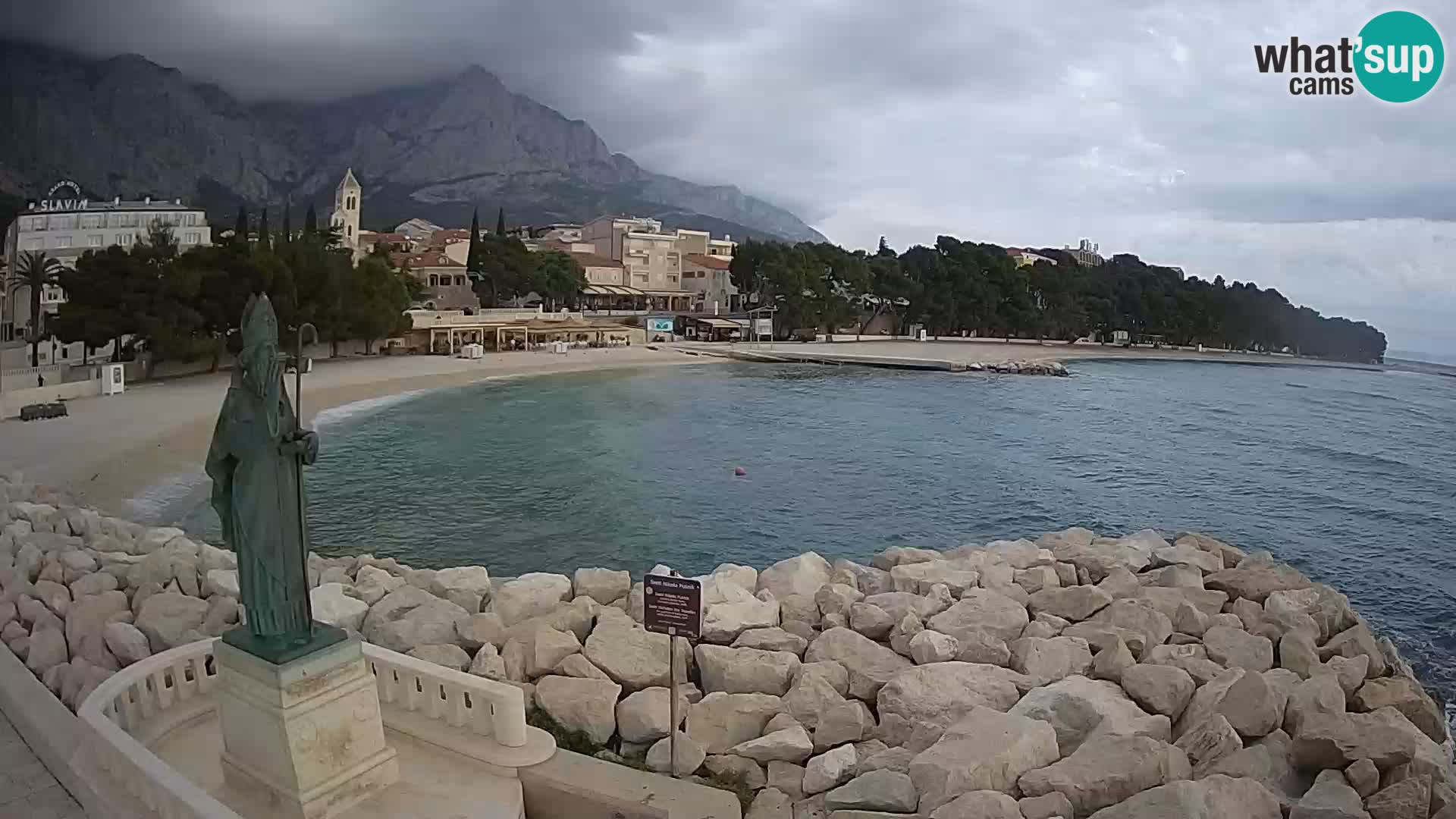 Spletna kamera Baška Voda – Sv. Nikola in plaža