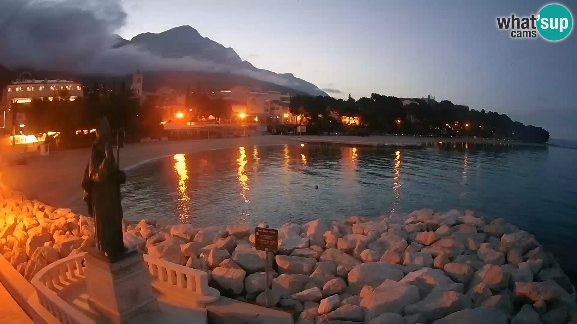 Webcam Baška Voda Croatia | Saint Nikola and beach