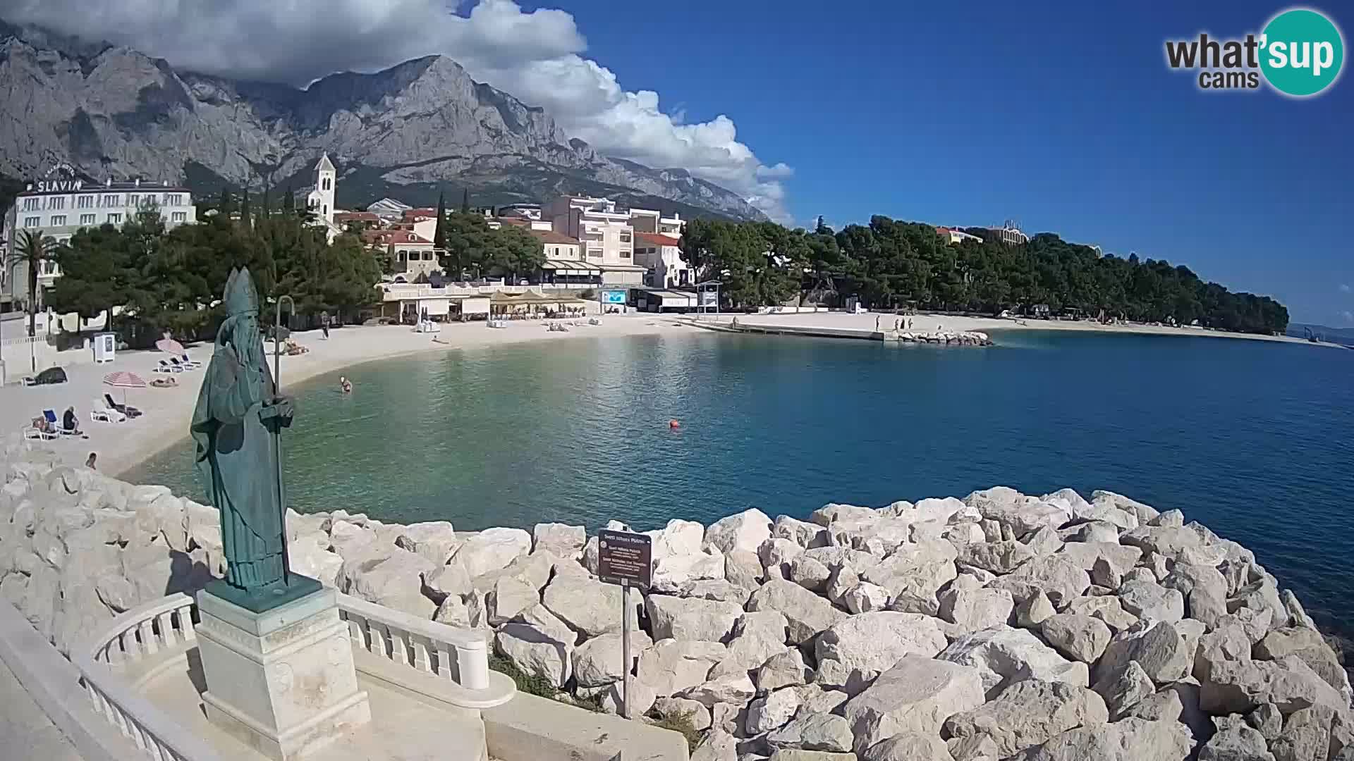Webcam Baška Voda Croatia | Saint Nikola and beach