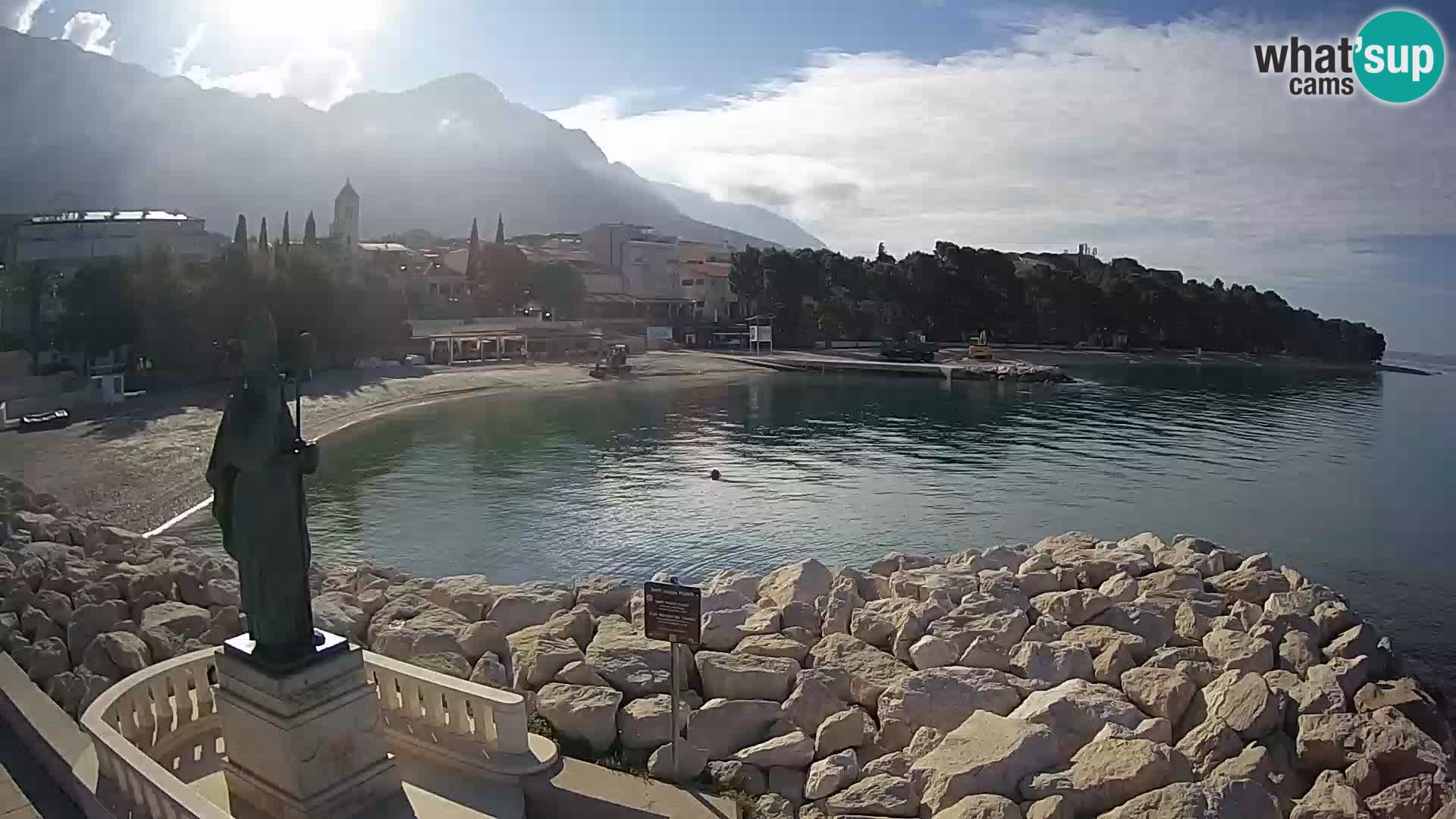 Webcam Baška Voda Croatia | Saint Nikola and beach