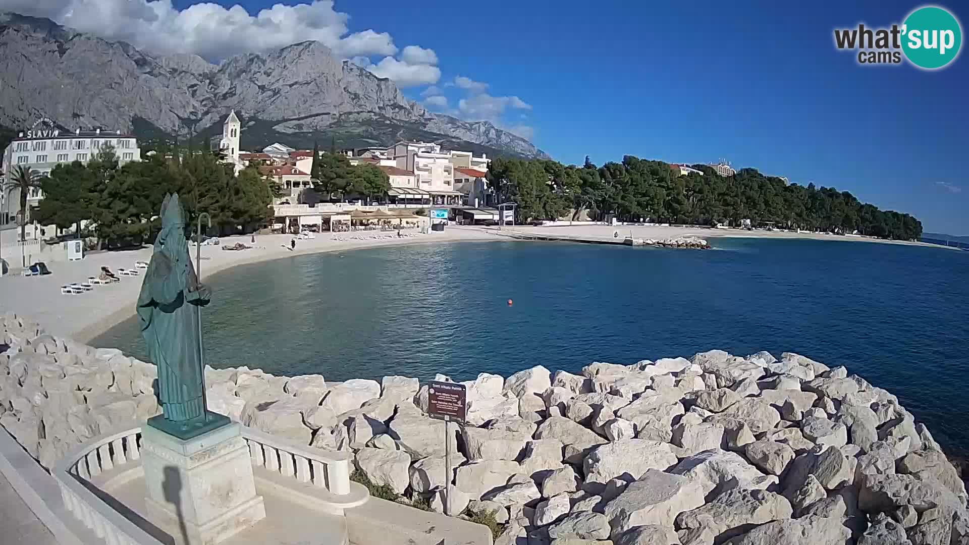 Spletna kamera Baška Voda – Sv. Nikola in plaža