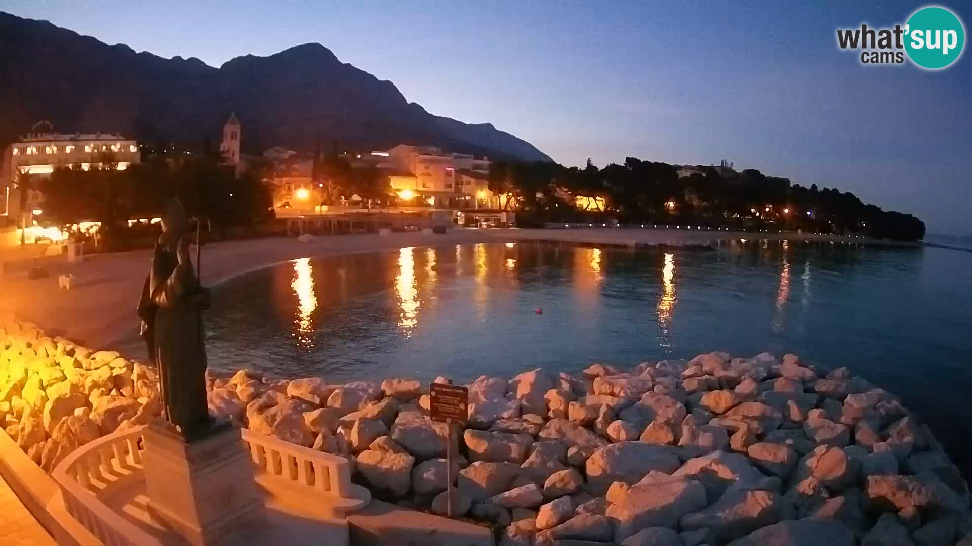Webcam Baška Voda Croatia | Saint Nikola and beach