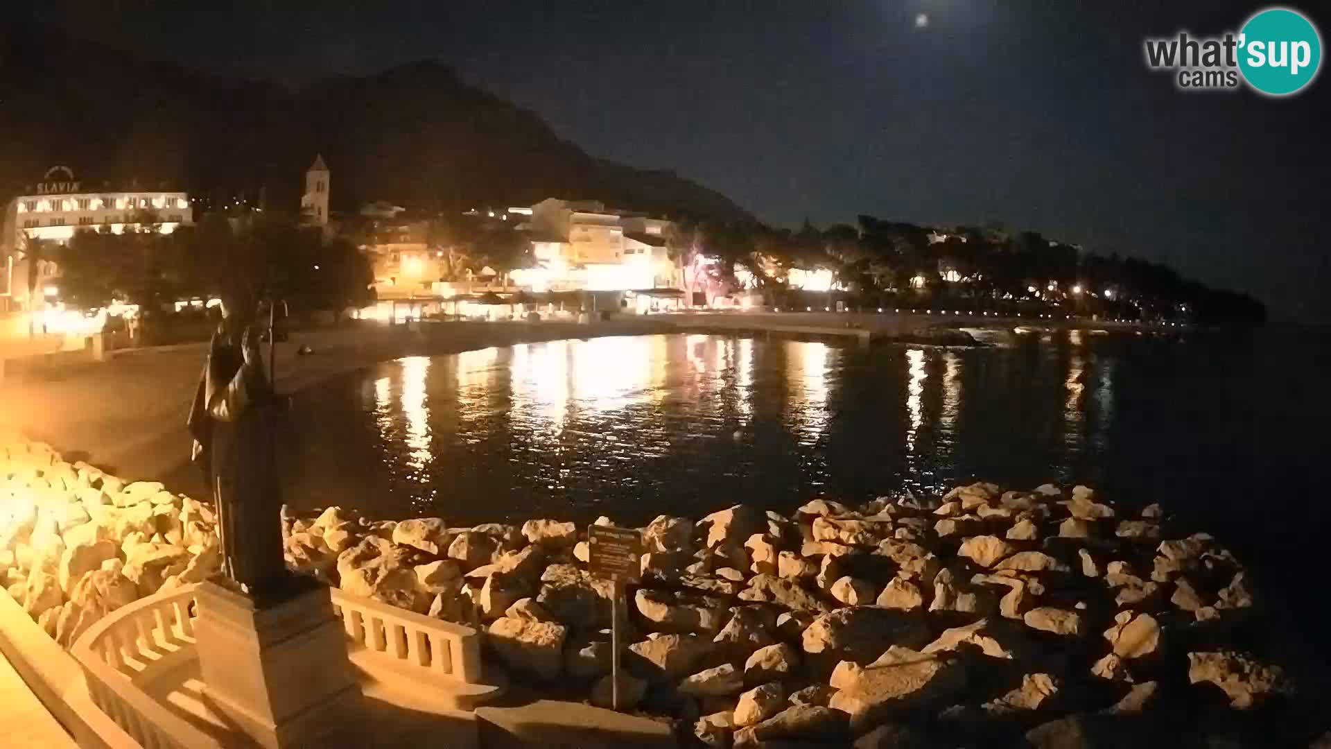 Webcam Baška Voda Croatia | Saint Nikola and beach