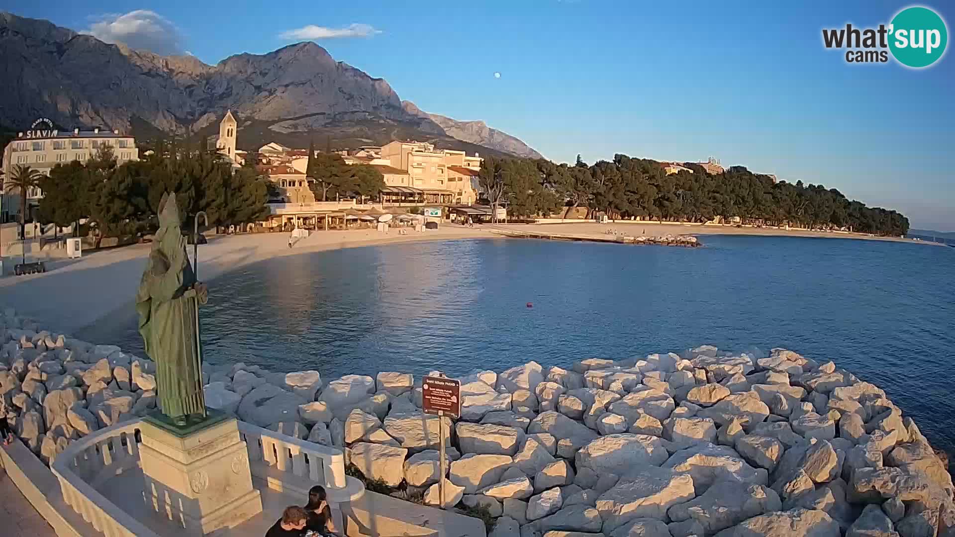Webcam Baška Voda Croatia | Saint Nikola and beach