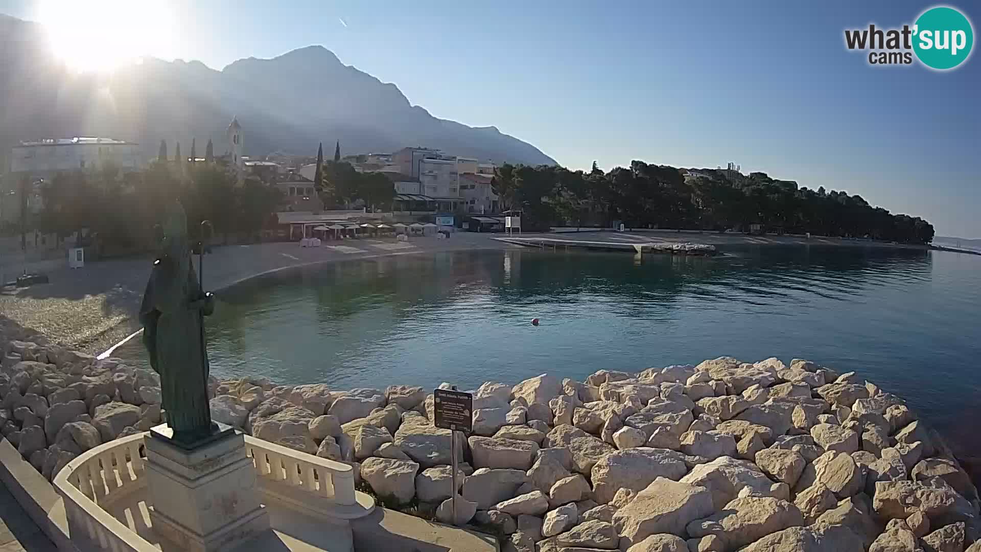 Webcam Baška Voda Croatia | Saint Nikola and beach